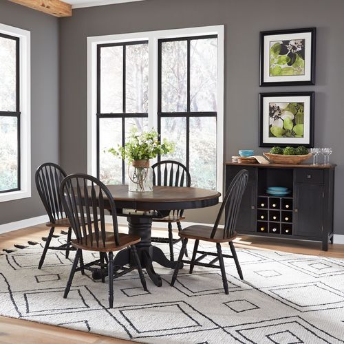 Liberty Carolina Crossing Dining Set -Oval Pedestal Table & 4 Chairs in Black - Image 2