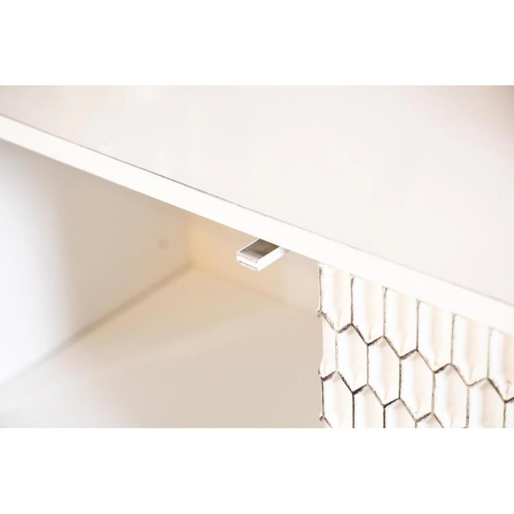2-carved Door Rectangular Accent Cabinet - White - Image 3
