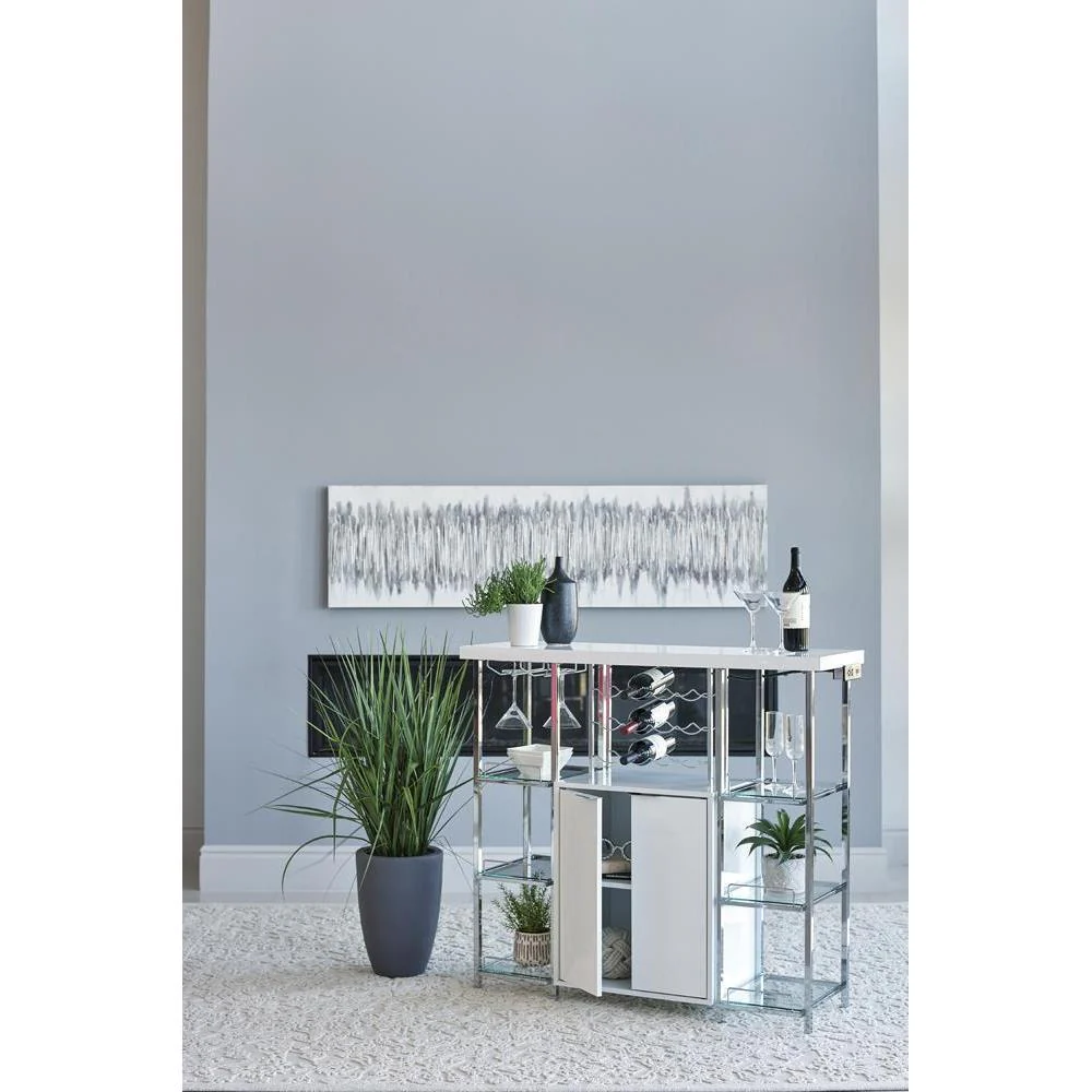 2-door Bar Cabinet With Glass Shelf - White