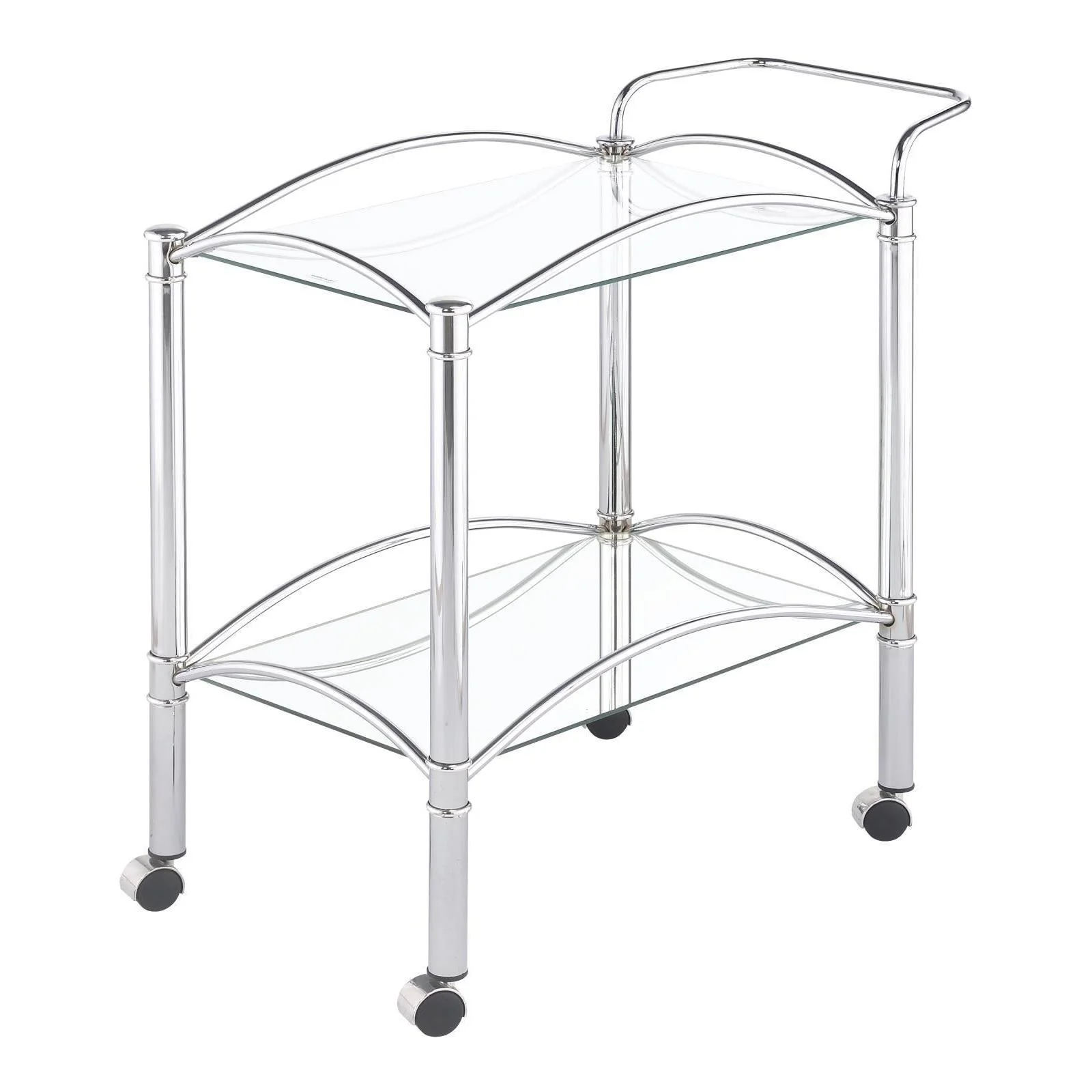 2-tier Serving Cart With Glass Top - Pearl Silver - Image 2