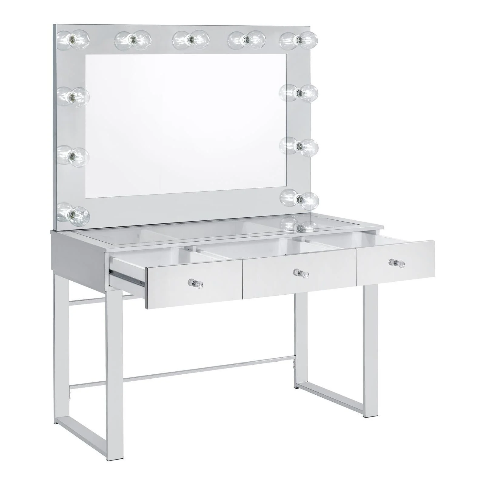 3-drawer Vanity With Lighting - Pearl Silver - Image 3