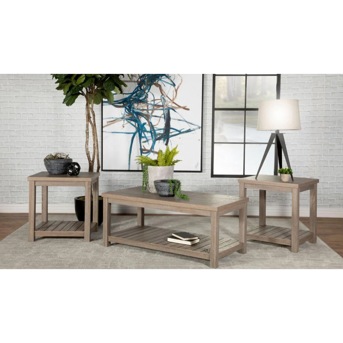 3-piece Rectagular Table Set - Light Brown