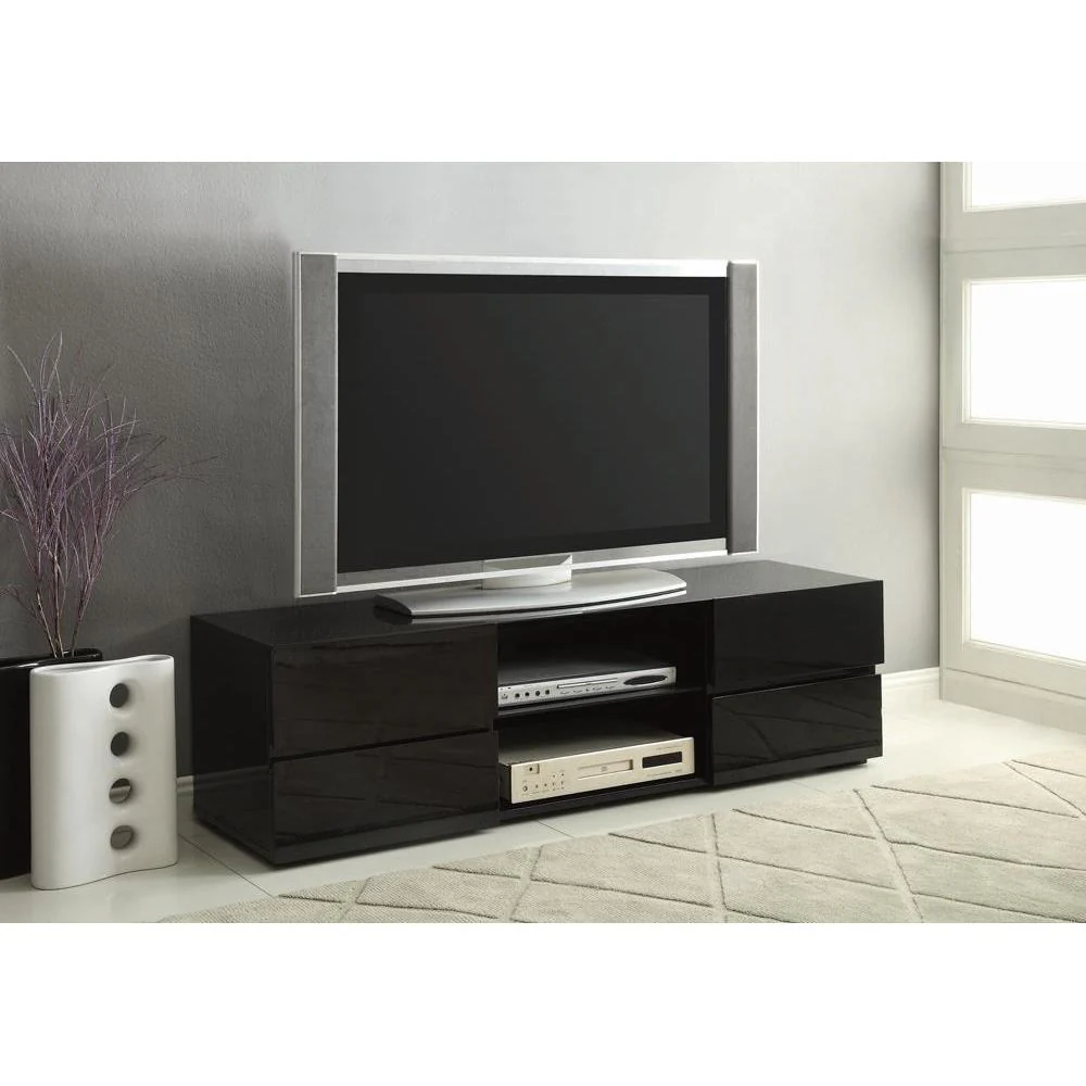 4-drawer Tv Console Glossy - Black