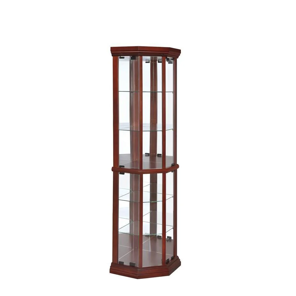 6-shelf Transitional Corner Curio Cabinet - Brown - Image 3
