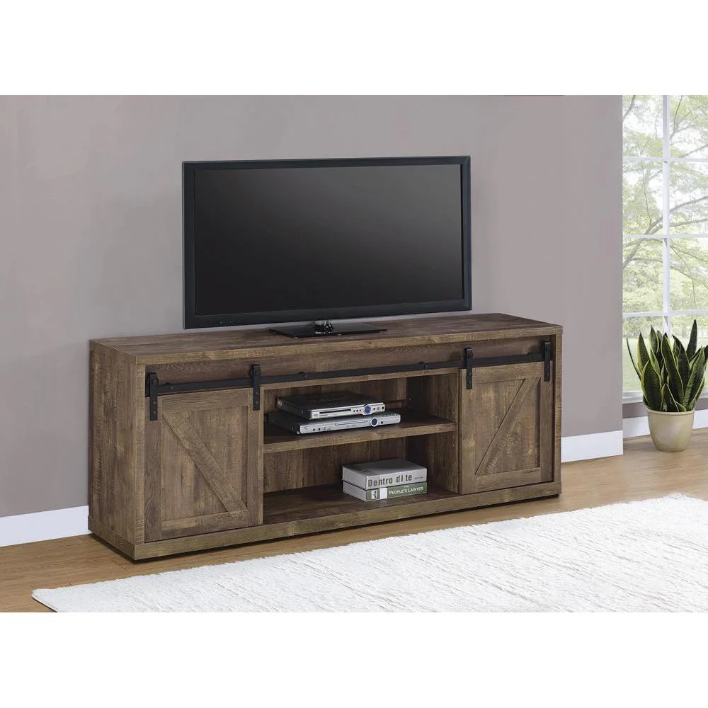 71" Tv Console - Rustic Oak & Black