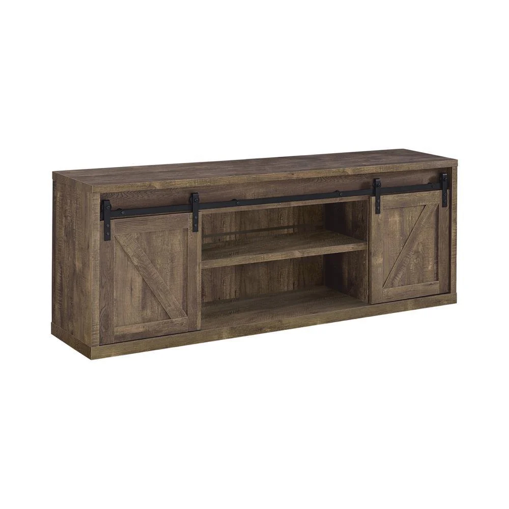 71" Tv Console - Rustic Oak & Black - Image 2