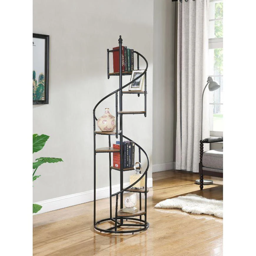 8-shelf Staircase Bookcase - Black
