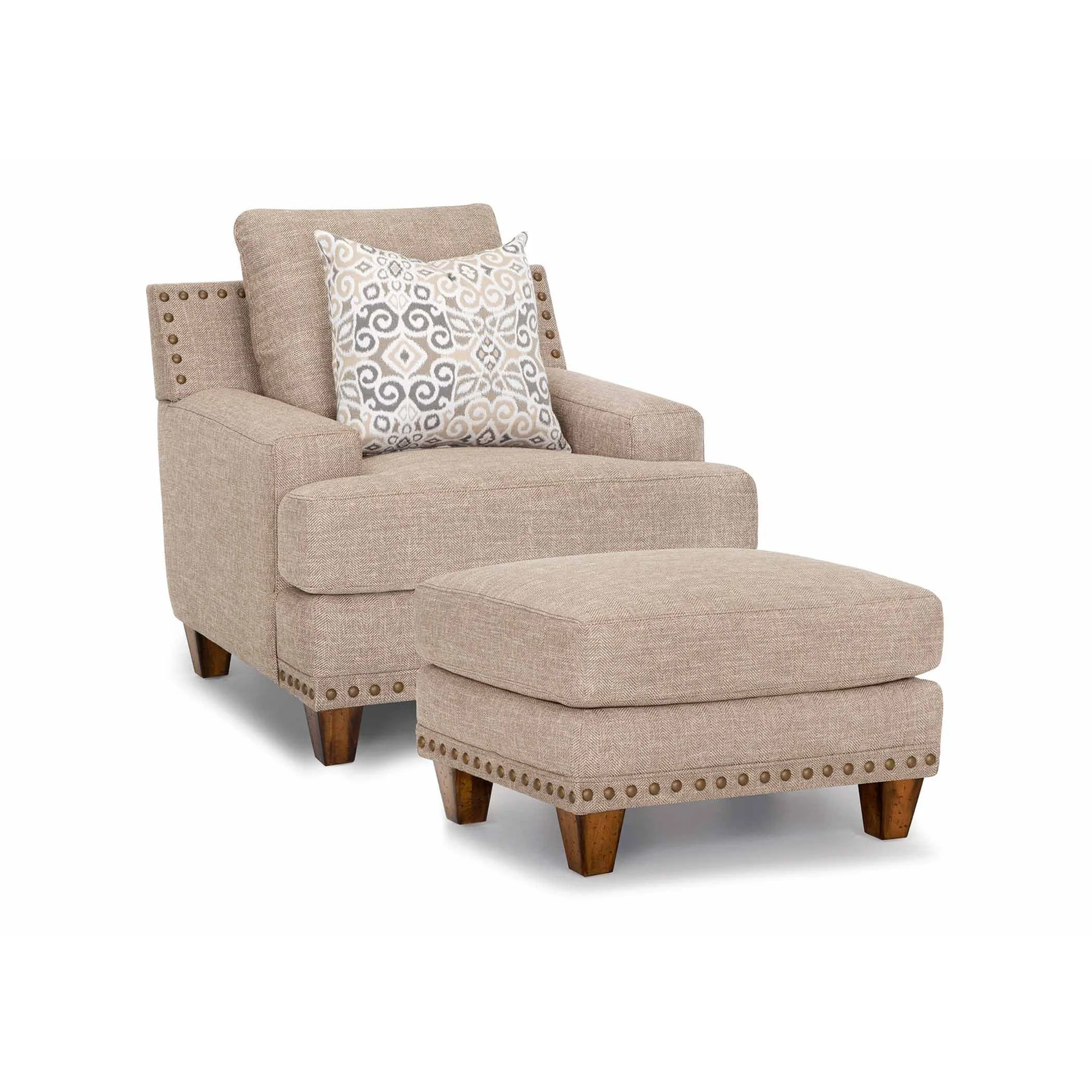 Franklin Hobbs Chair and Ottoman in Sandstone - Image 5