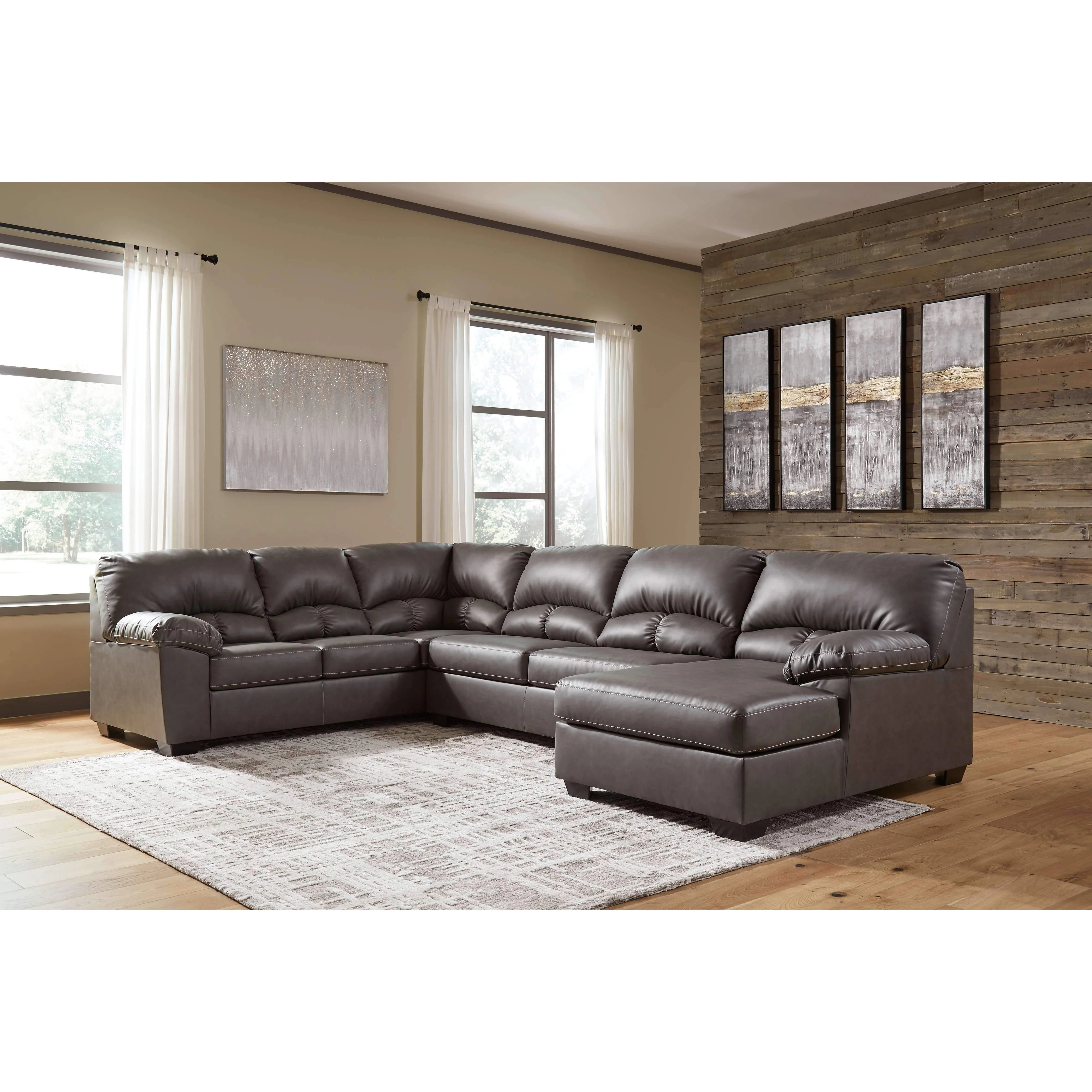 Aberton - Gray - Left Arm Facing Sofa 3 Pc Sectional - Image 5