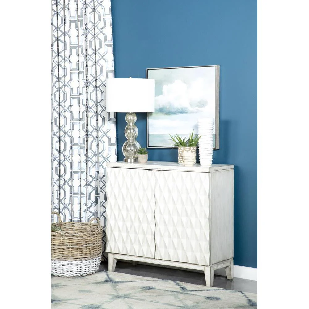 Accent Cabinet With Carved Door - White - Image 2