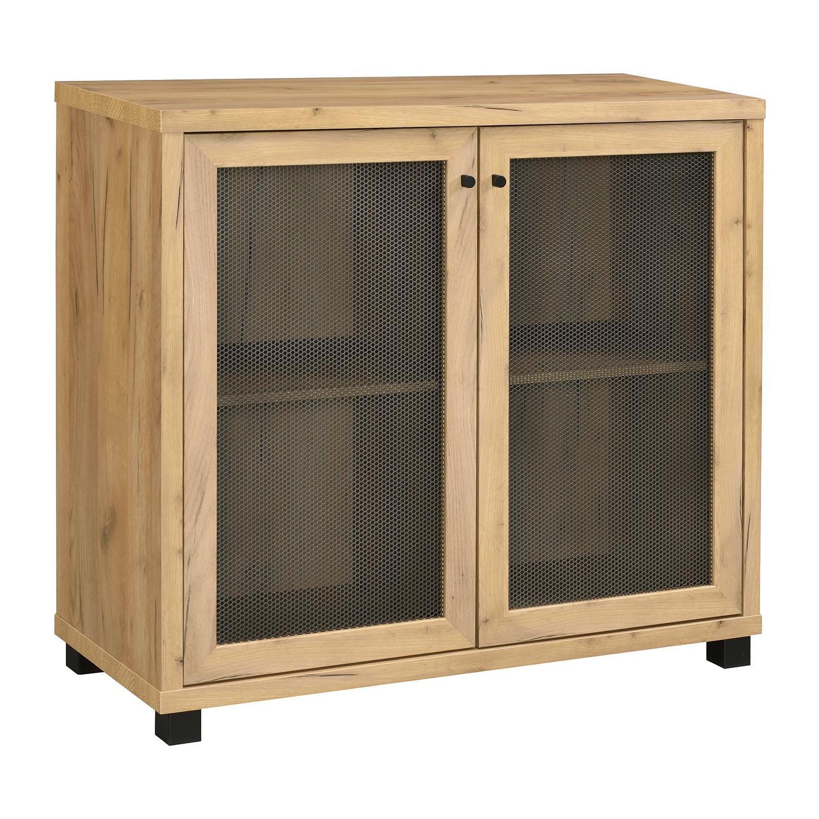 Accent Cabinet With Two Mesh Doors - Light Brown - Image 2