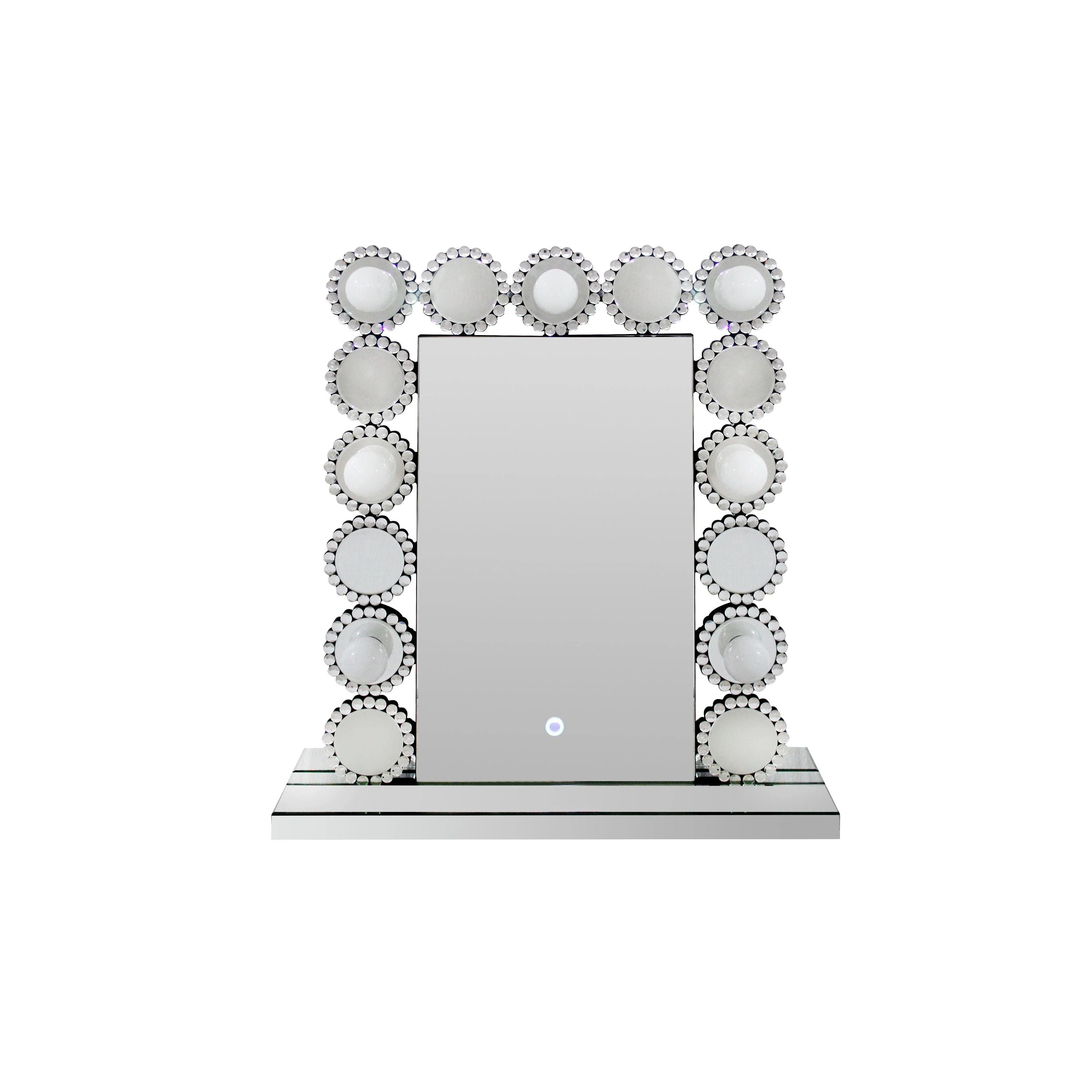Accent Mirror With 7 Led Lights - Pearl Silver