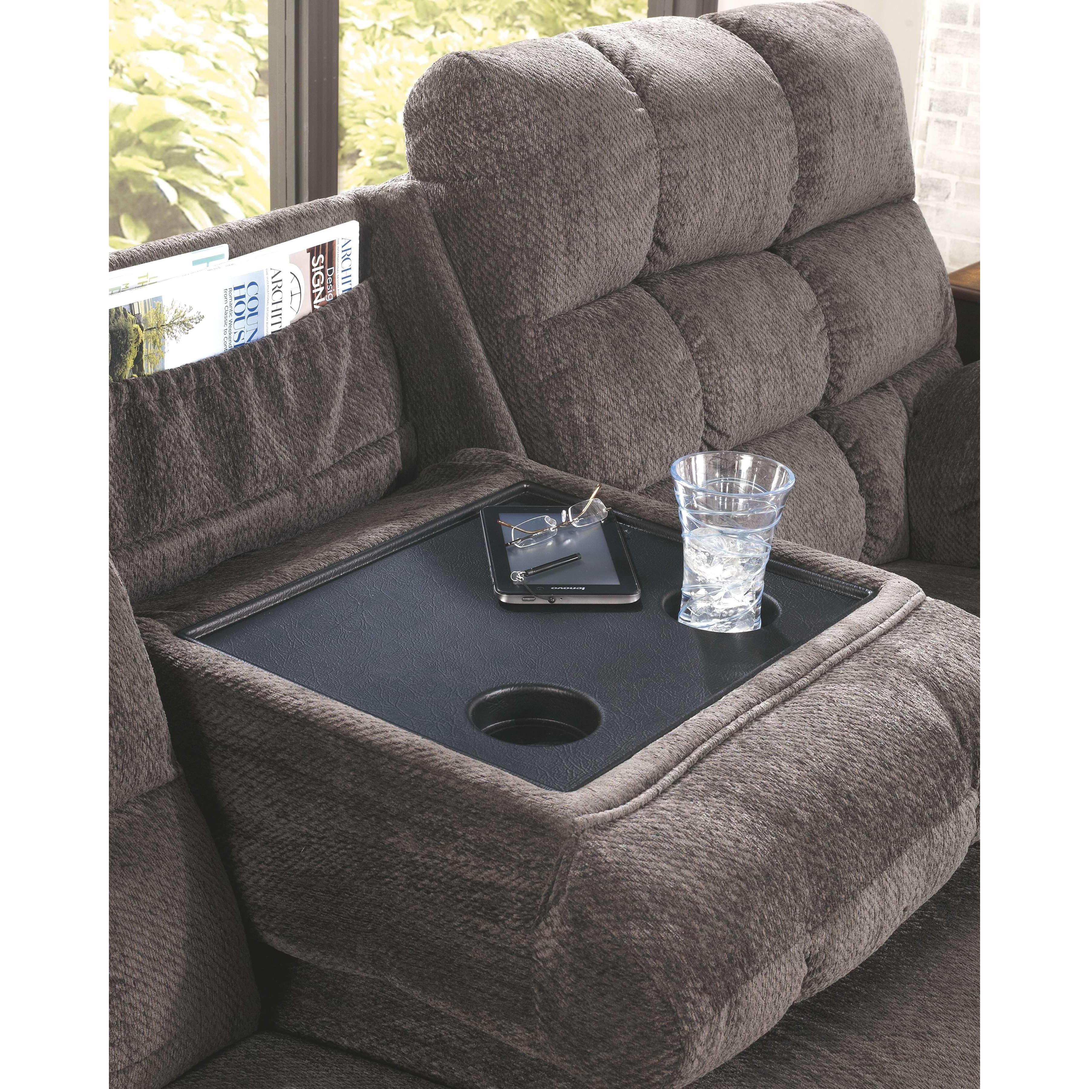 Acieona - Slate - Rec Sofa W/drop Down Table - Image 12
