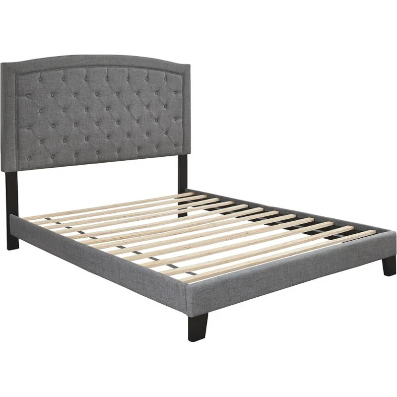 Adelloni - Black/gray - Queen Uph Hdbd/ftbd/roll Slats - Button Tufting - Image 5