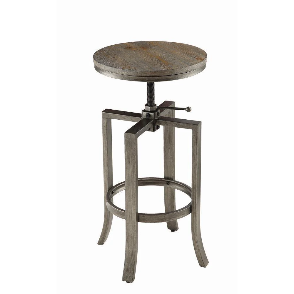 Adjustable Height Swivel Bar Stool - Light Brown - Image 5