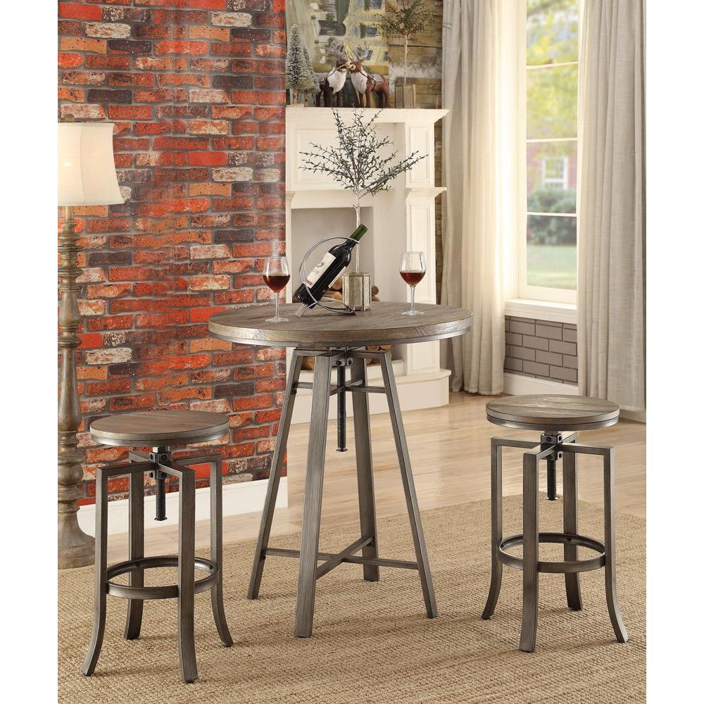 Adjustable Height Swivel Bar Stool - Light Brown - Image 9