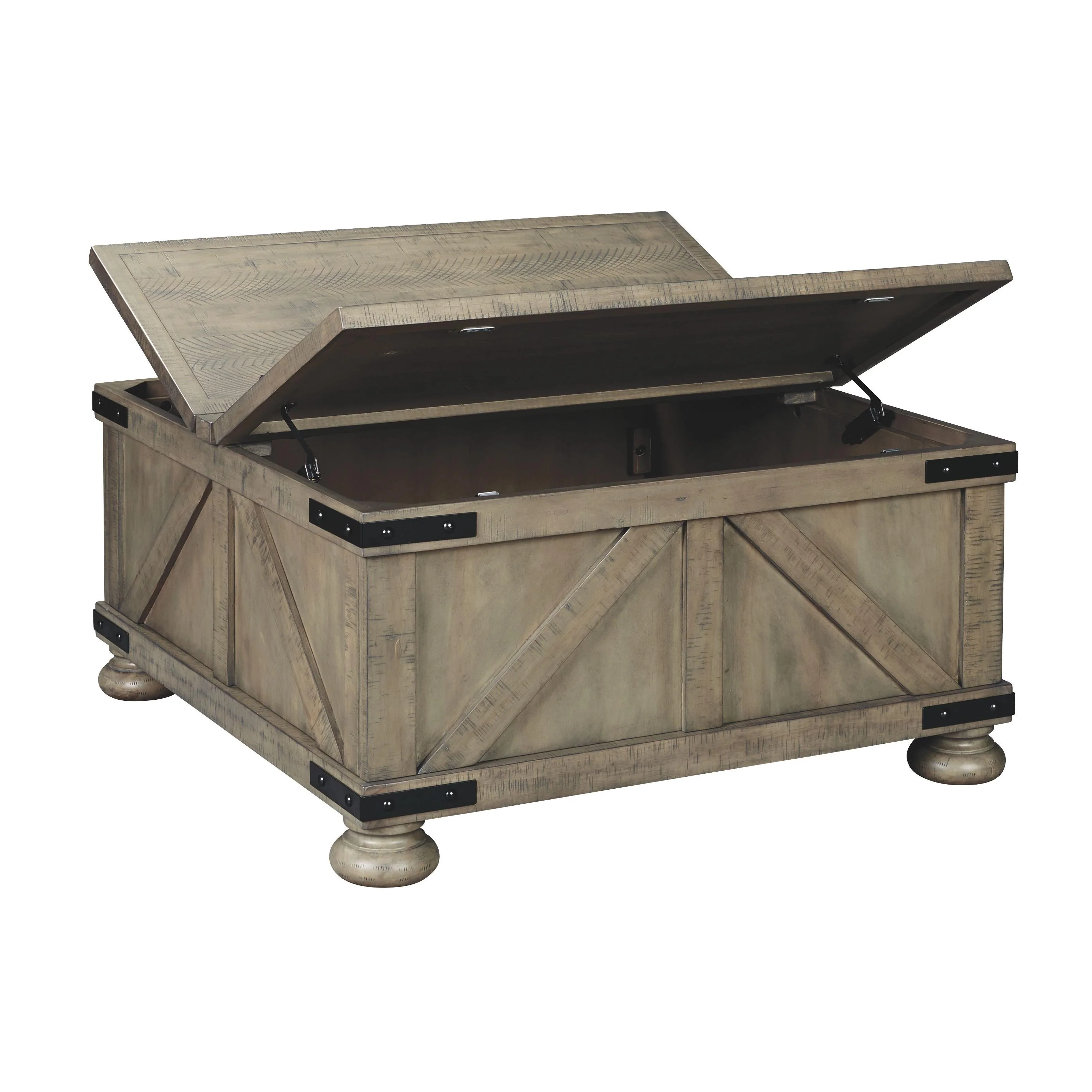 Ashley Aldwin Square Cocktail Table With Storage in Gray - Image 16