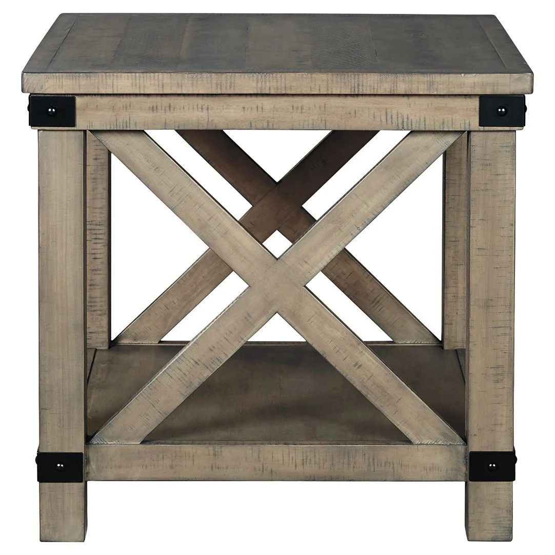 Ashley Aldwin Rectangular End Table Crossbuck Styling in Gray - Image 5