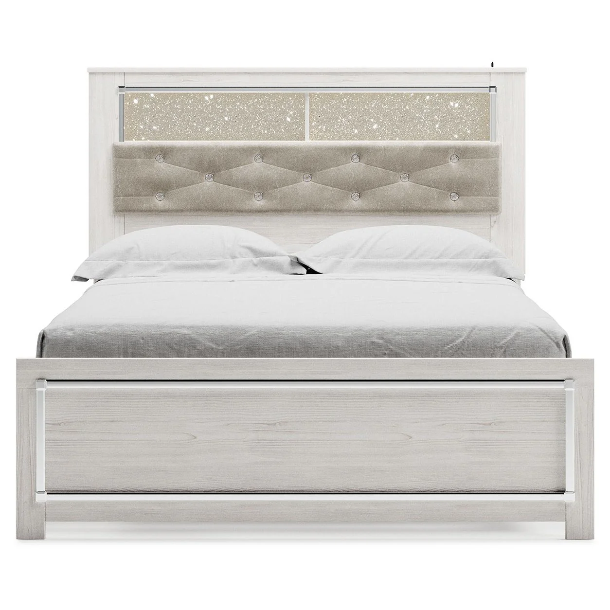 Altyra - White - Queen Uph Panel Bookcase Hdbd - Image 3