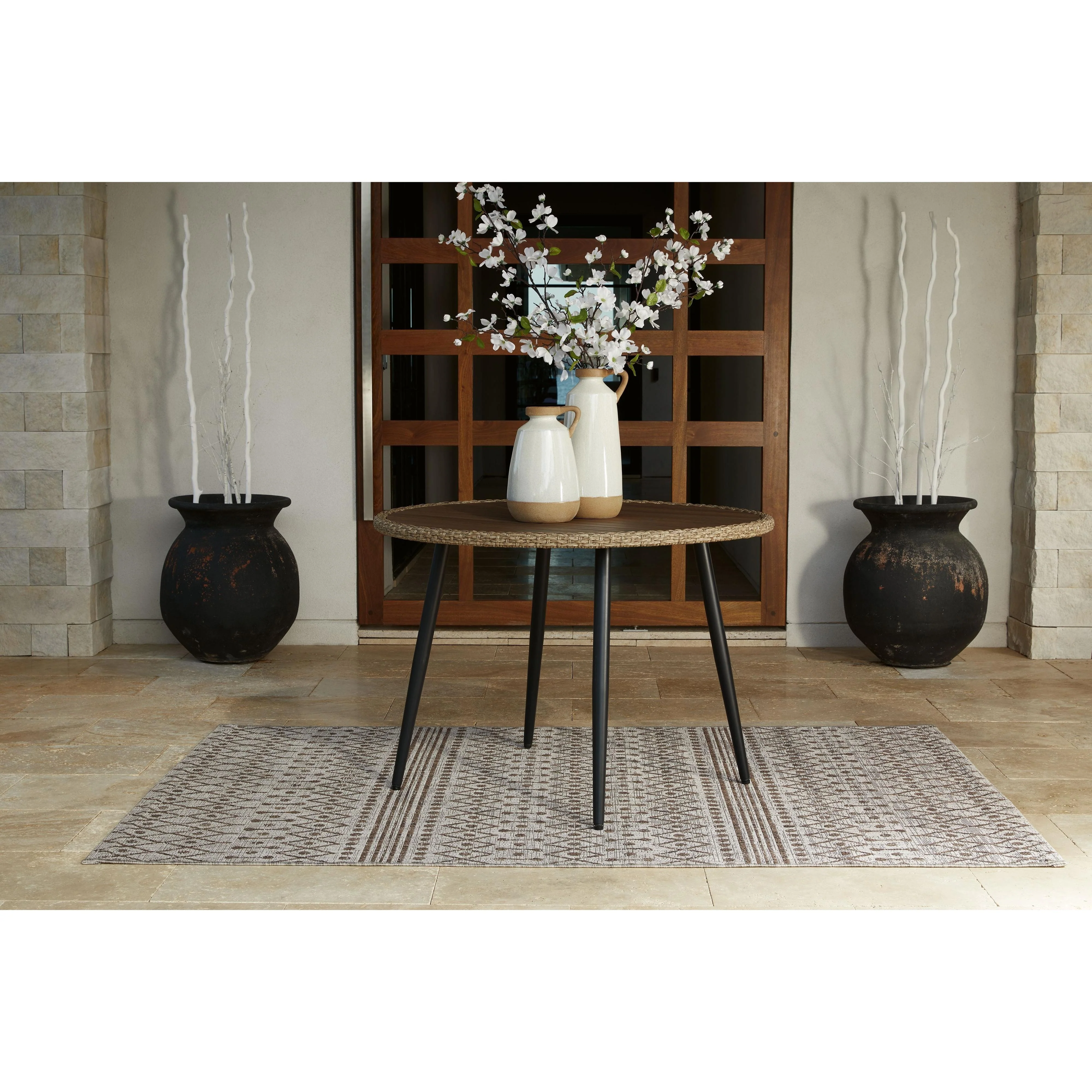 Amaris - Brown/black - Round Dining Table - Image 2