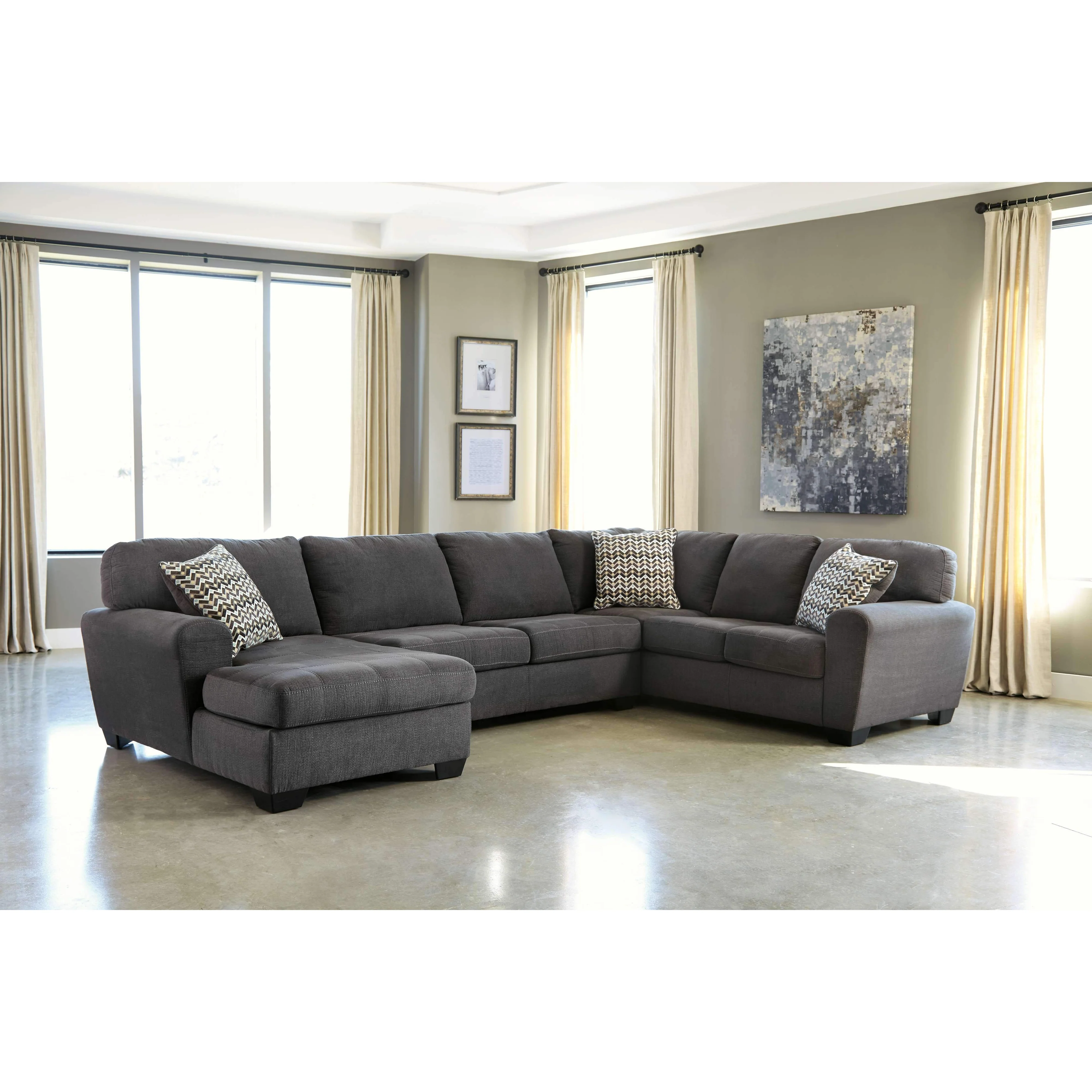 Ambee - Slate - Left Arm Facing Chaise 3 Pc Sectional