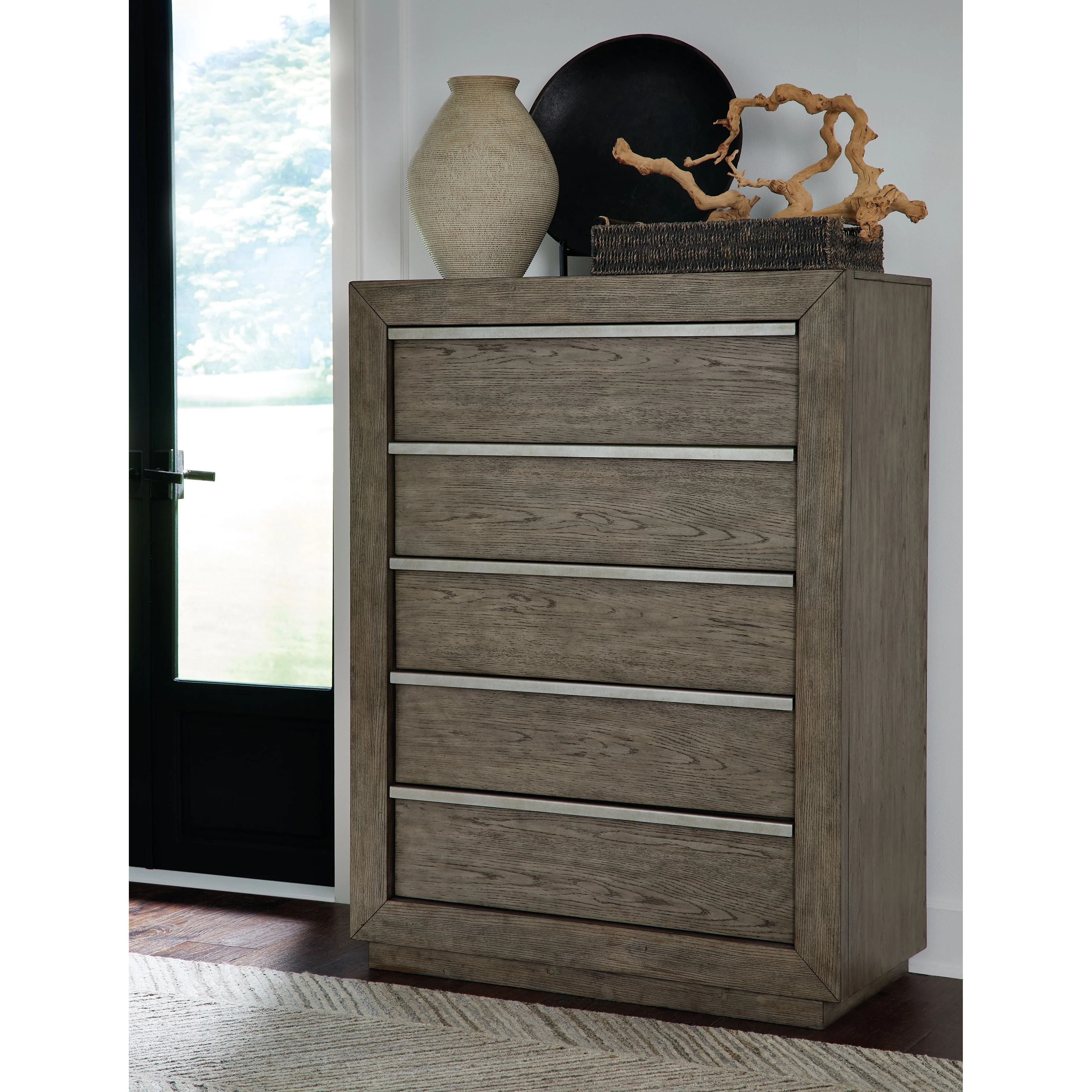 Anibecca - Weathered Gray - Five Drawer Chest - Image 10