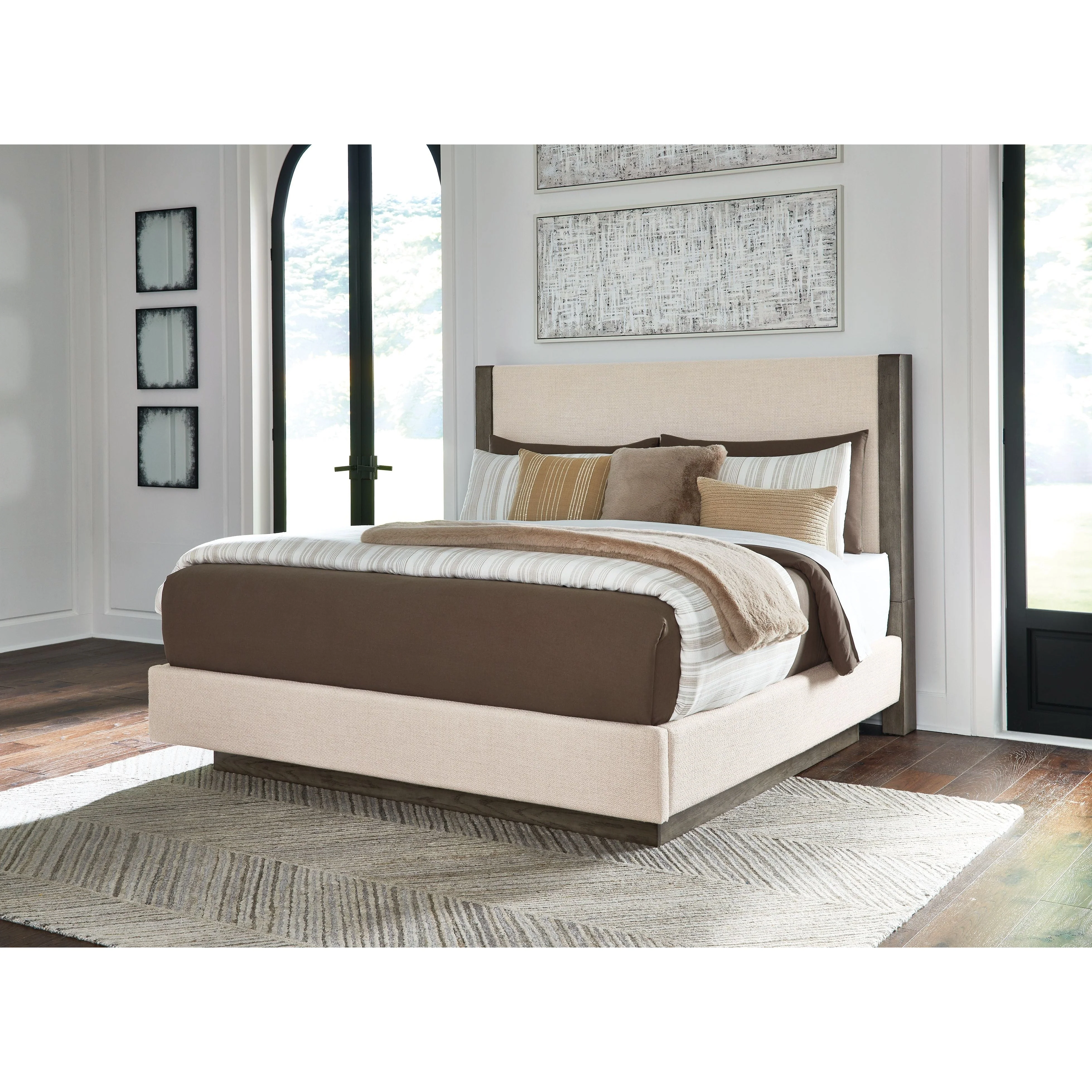Ashley Anibecca King Upholstered Bed in Weathered Gray