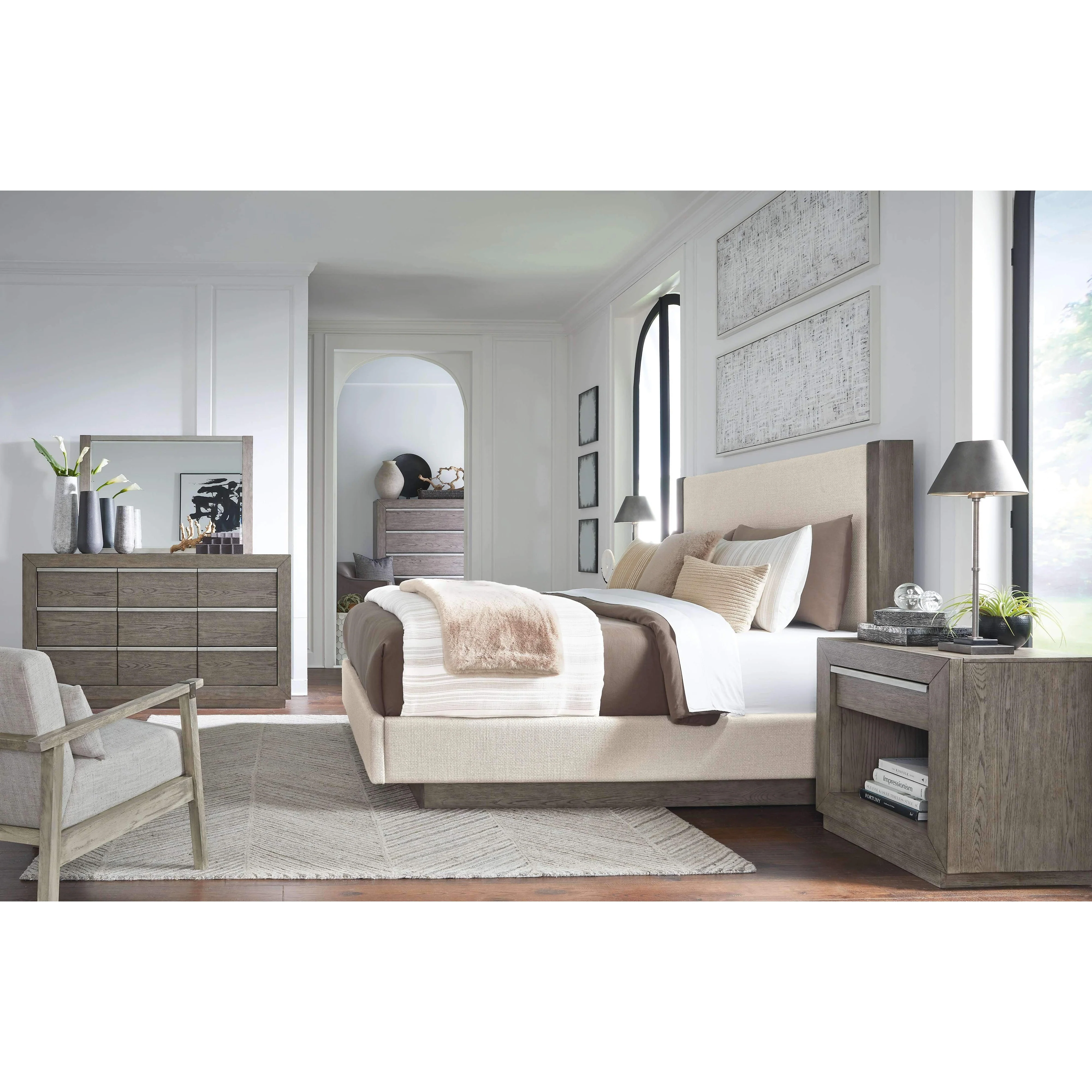 Ashley Anibecca Queen Upholstered Bed in Weathered Gray - Image 3