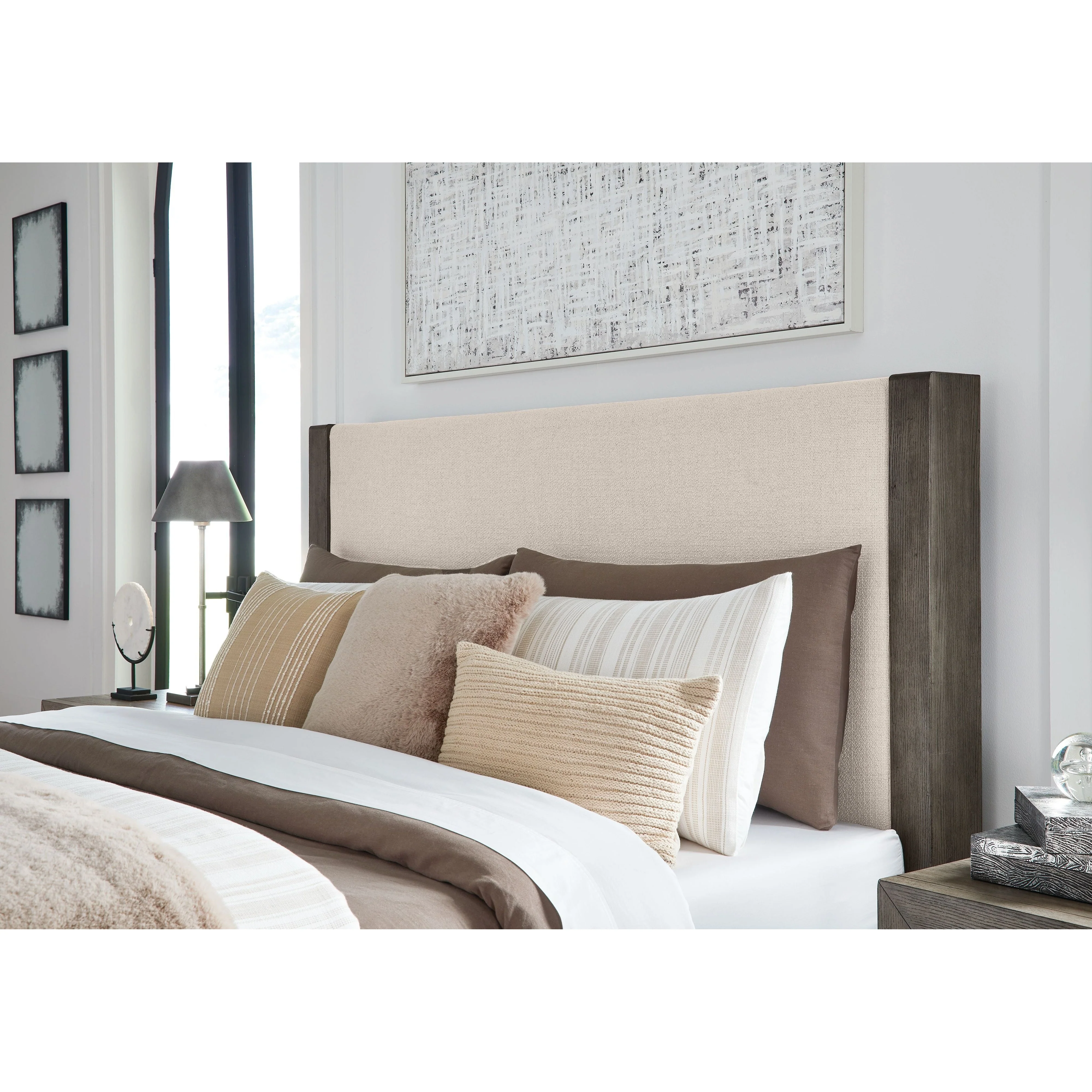 Ashley Anibecca Queen Upholstered Bed in Weathered Gray - Image 7