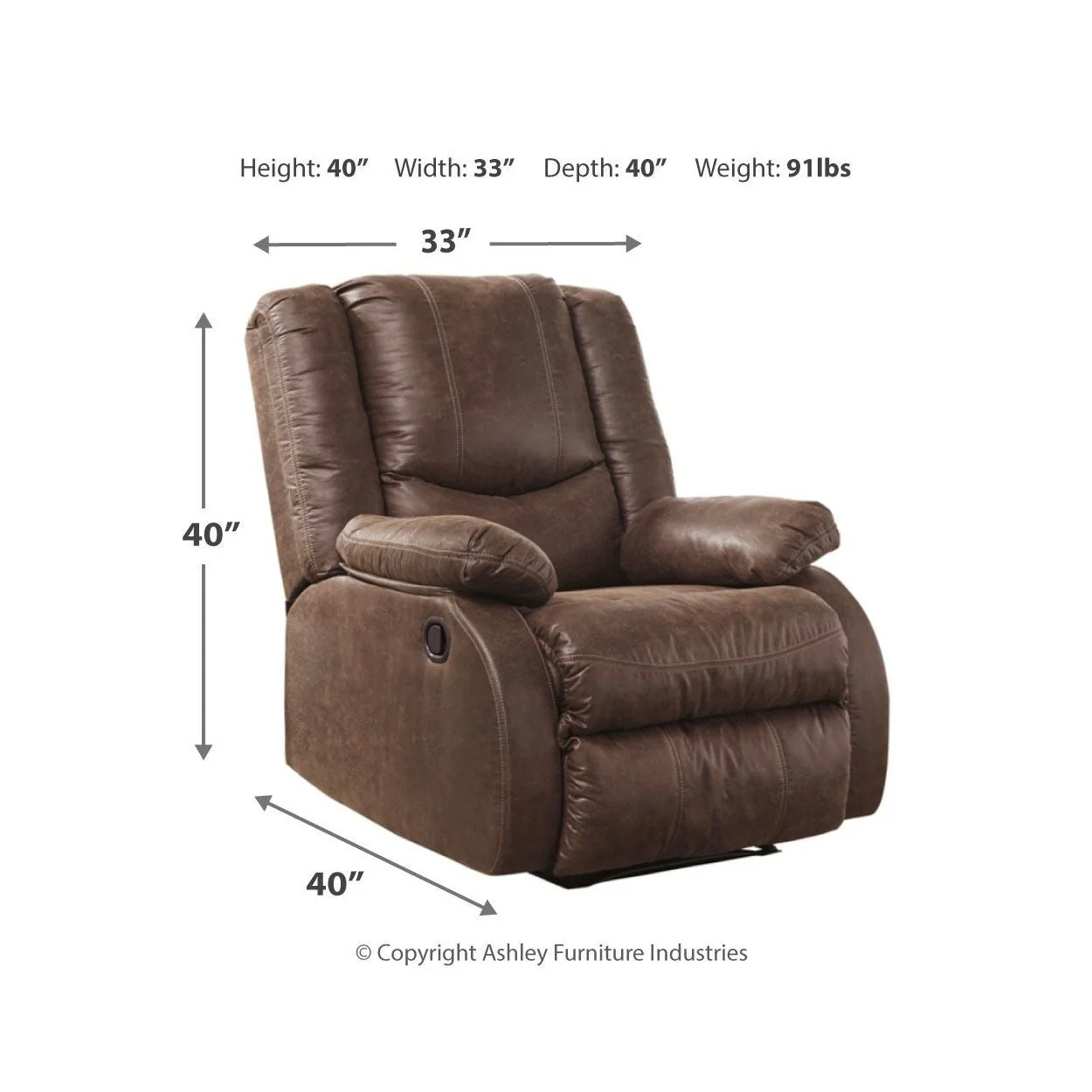 Ashley Bladewood Zero Wall Recliner in Coffee - Image 32