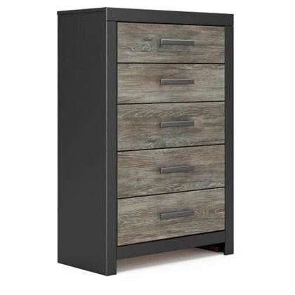 Ashley Broachmyn Five Drawer Chest in Black/Gray