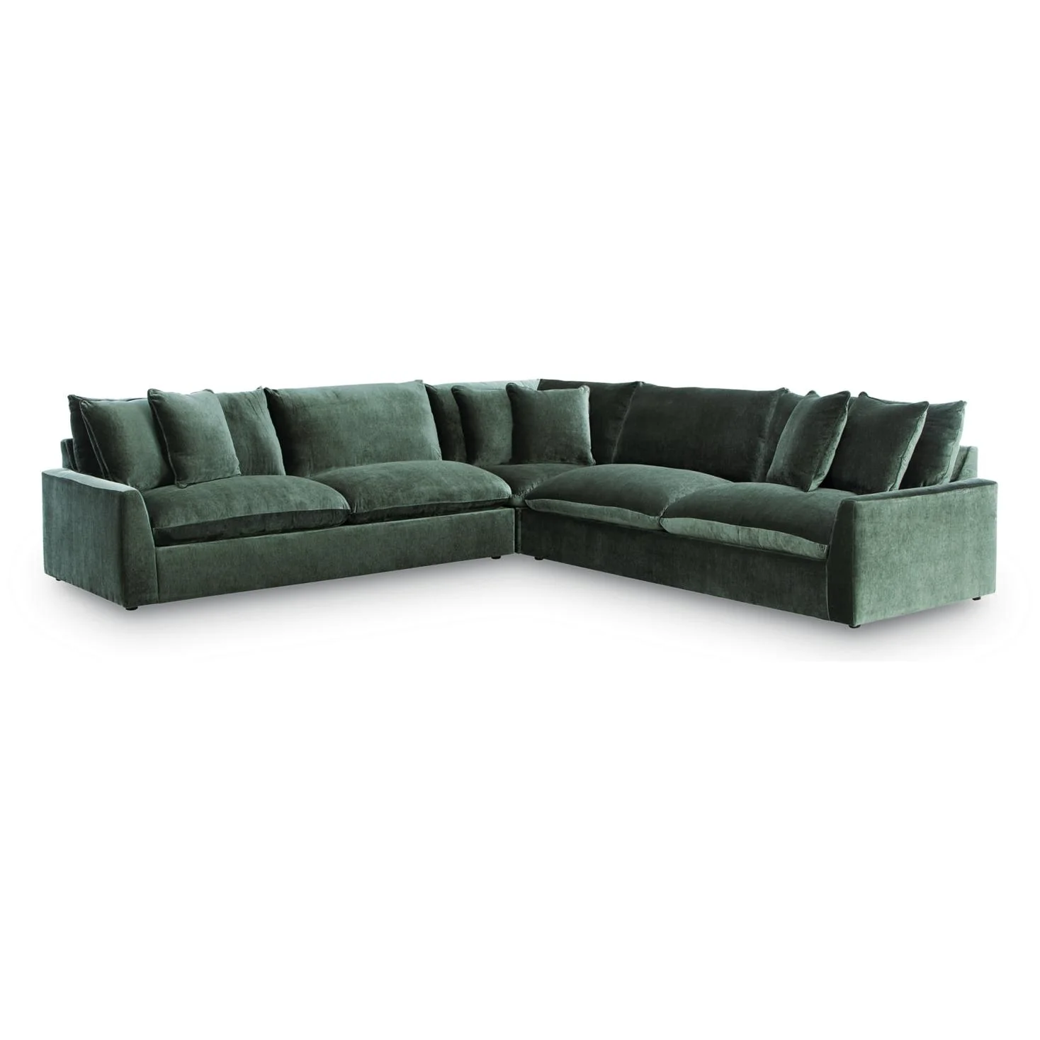 Ashley Carriage View 3 Piece Sectional w/Left & Right Sofas & Wedge & Ottoman (41" W x 41" D x 19" H)