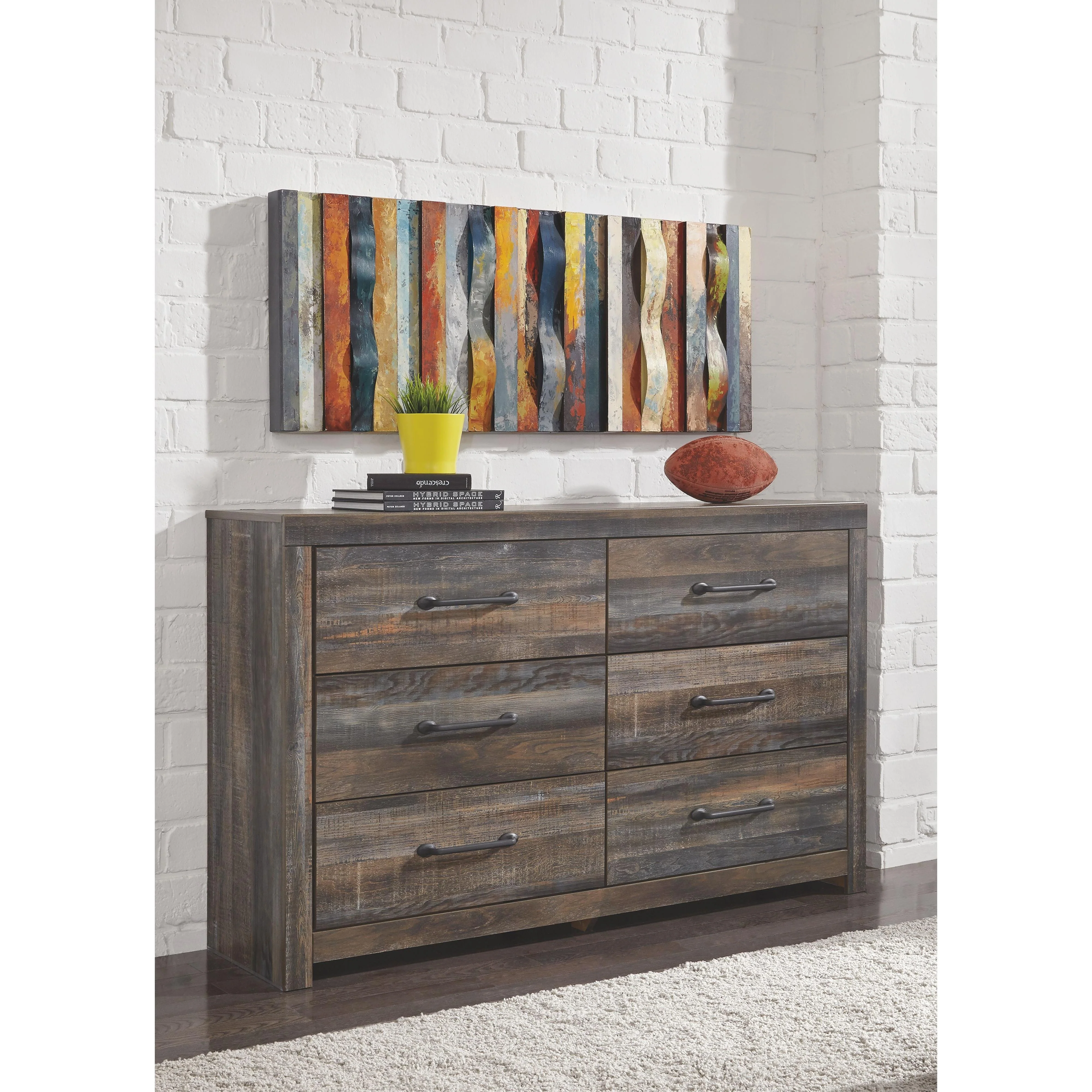 Ashley Drystan Six Drawer Dresser in Brown/Beige - Image 205