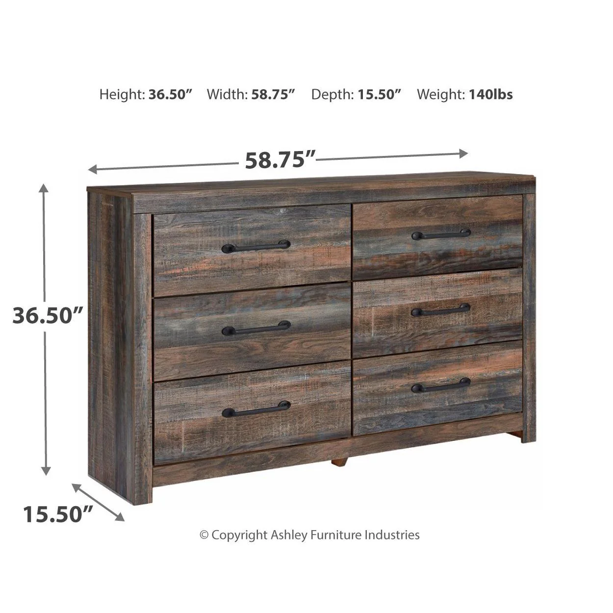 Ashley Drystan Six Drawer Dresser in Brown/Beige - Image 216