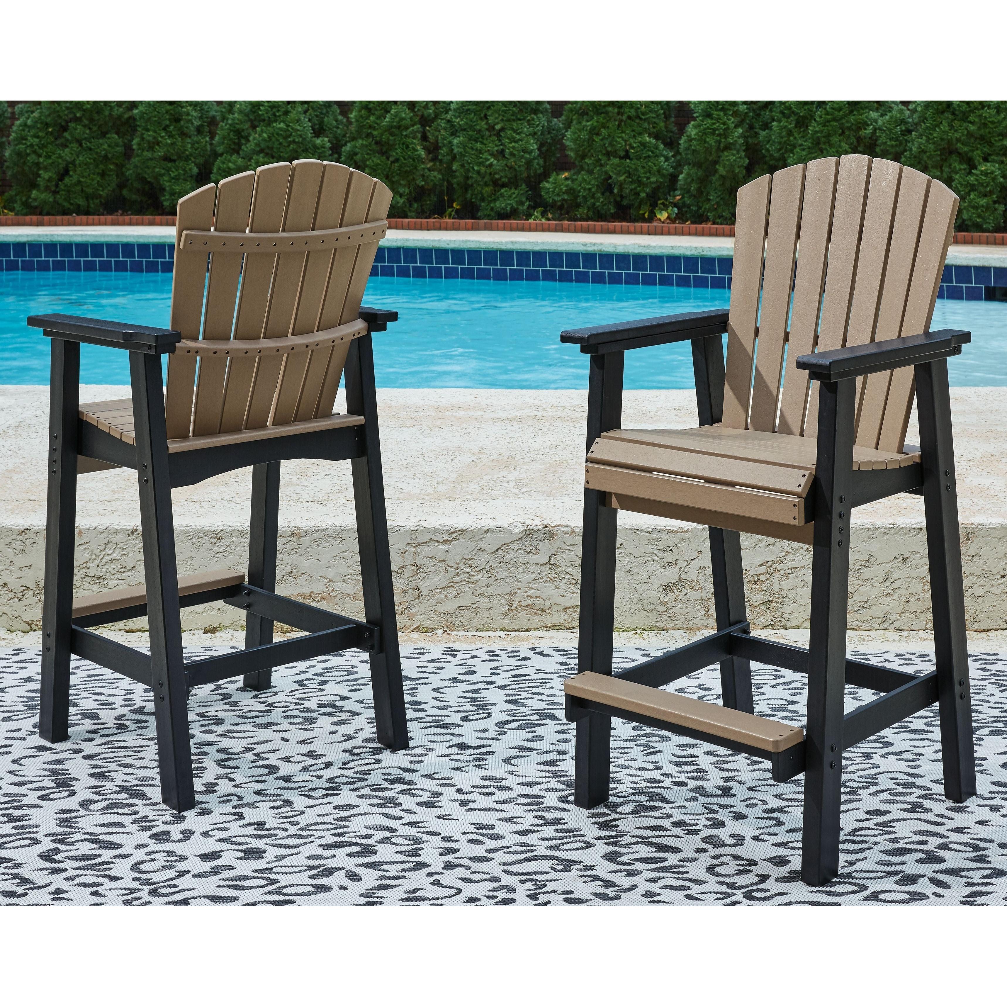 Ashley Fairen Trail Round Bar Table & 2 Tall Barstool in Black/Driftwood Bundle - Image 2