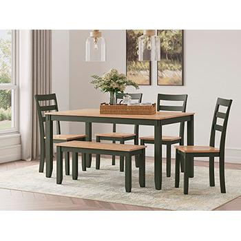 Ashley Gesthaven 6 Piece Dining Room Table Set w/Bench in Natural Green