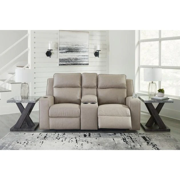 Ashley Lavenhorne Double Reclining Loveseat w/Console in Pebble - Image 5