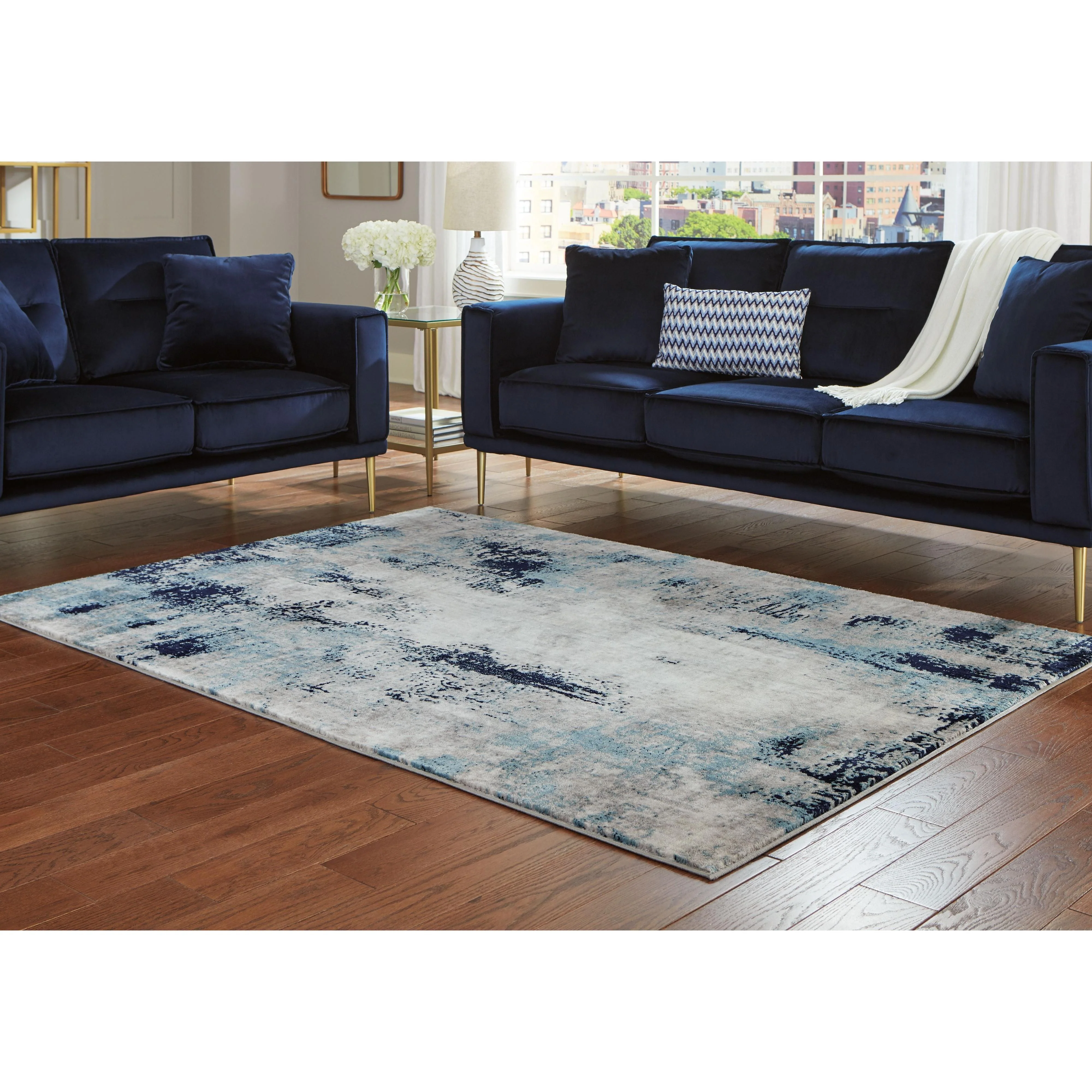 Ashley Leonelle Medium Rug in Cream/Blue/Gray - Image 6