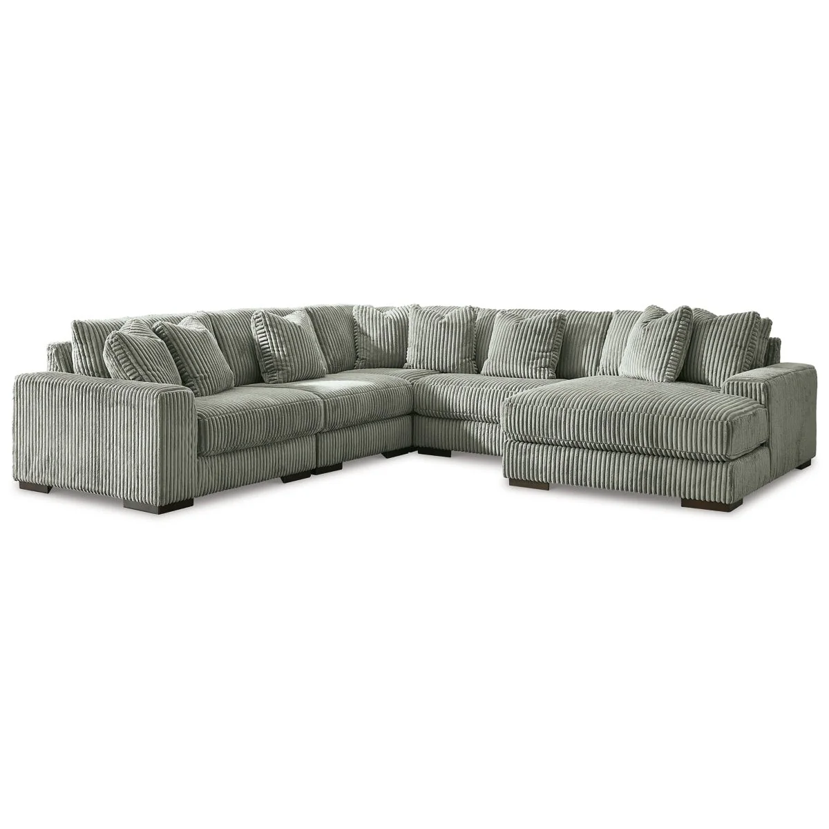Ashley Lindyn 4 Piece Sectional w/Right Chaise in Fog (no ottoman)