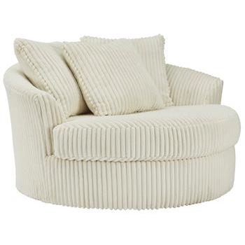 Ashley Lindyn Oversized Swivel Accent Chair in Ivory - Image 4