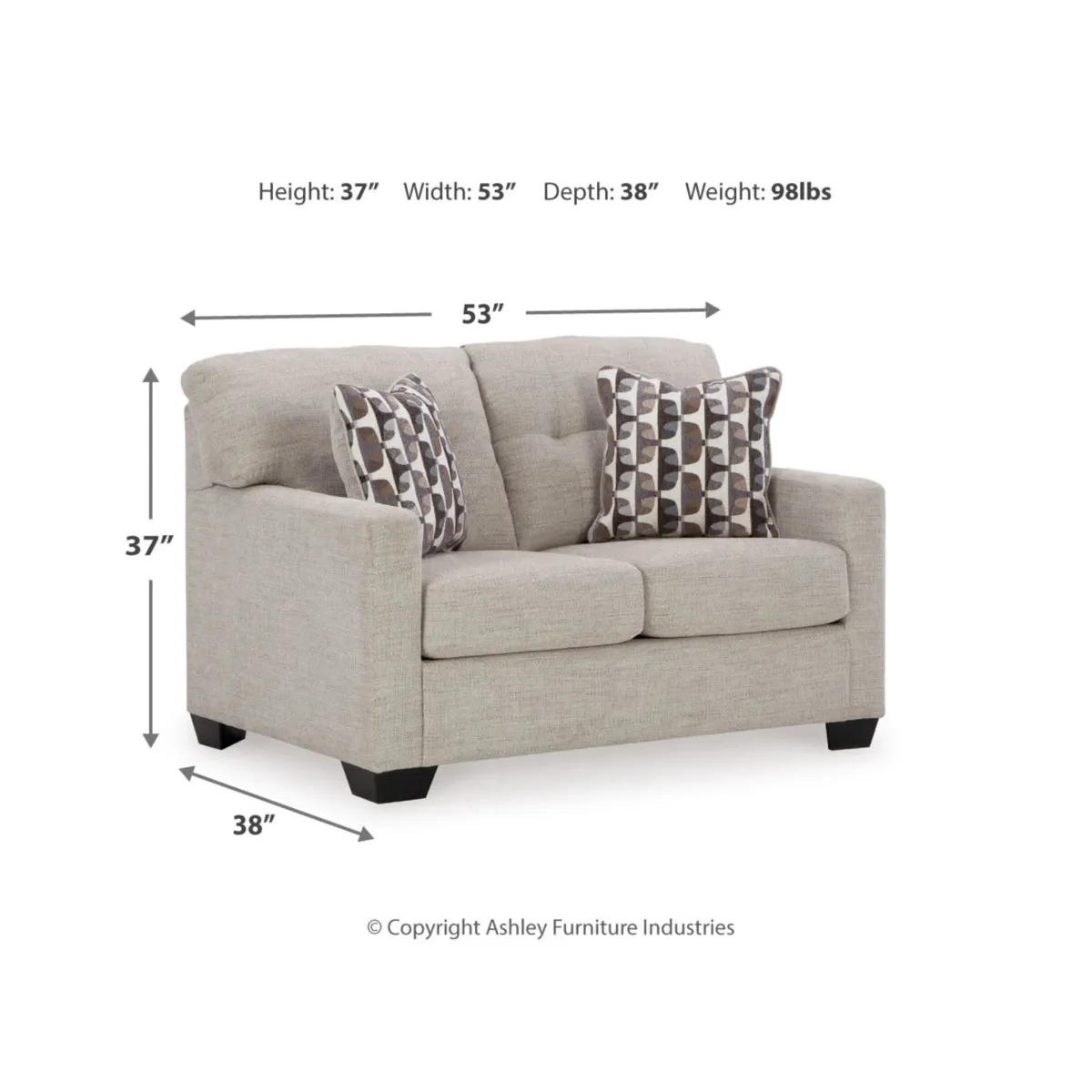 Ashley Mahoney Loveseat in Pebble - Image 6