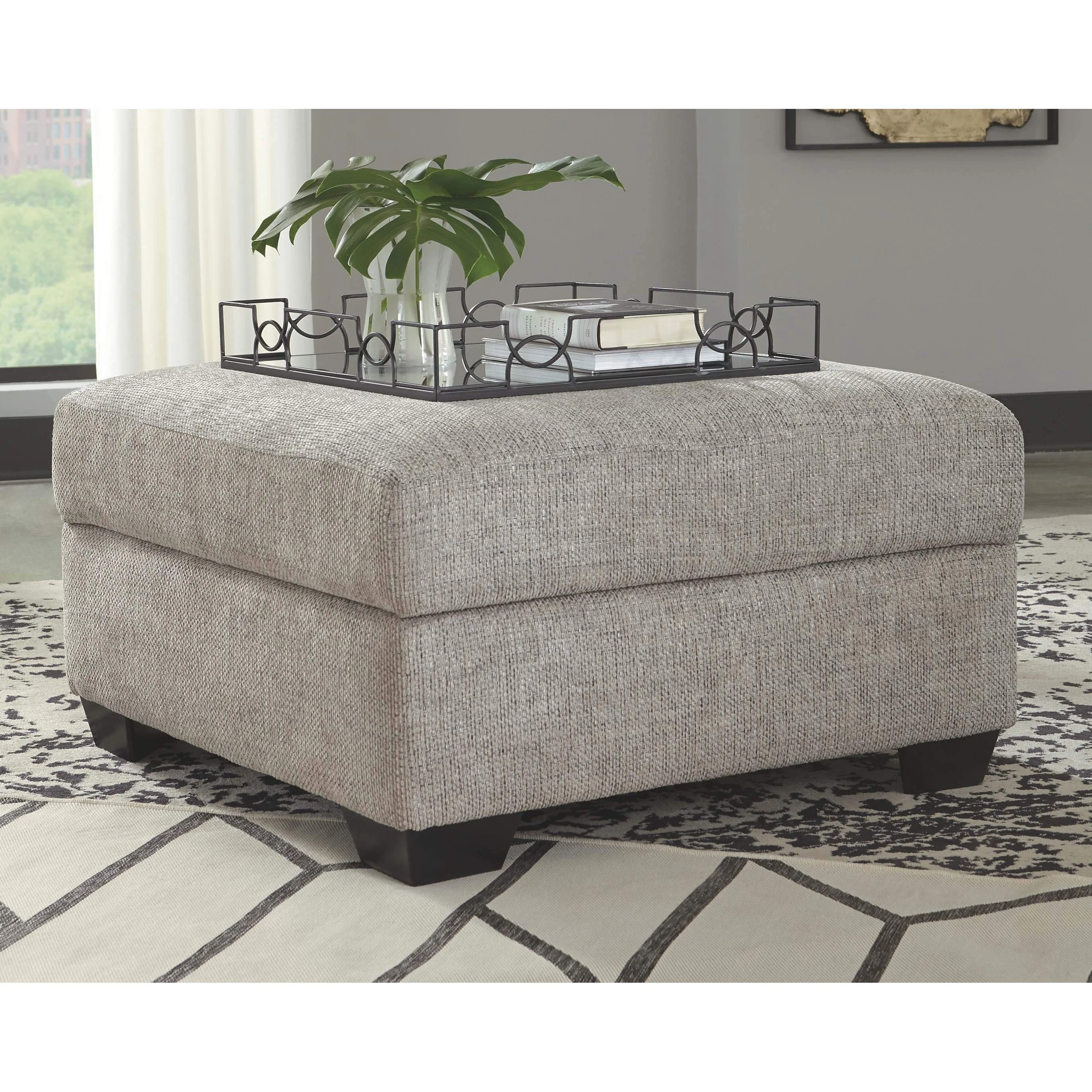 Ashley Megginson Ottoman w/Storage & Built-in Tabletop w/Cup Holders on the Flip Side in Storm - Image 16