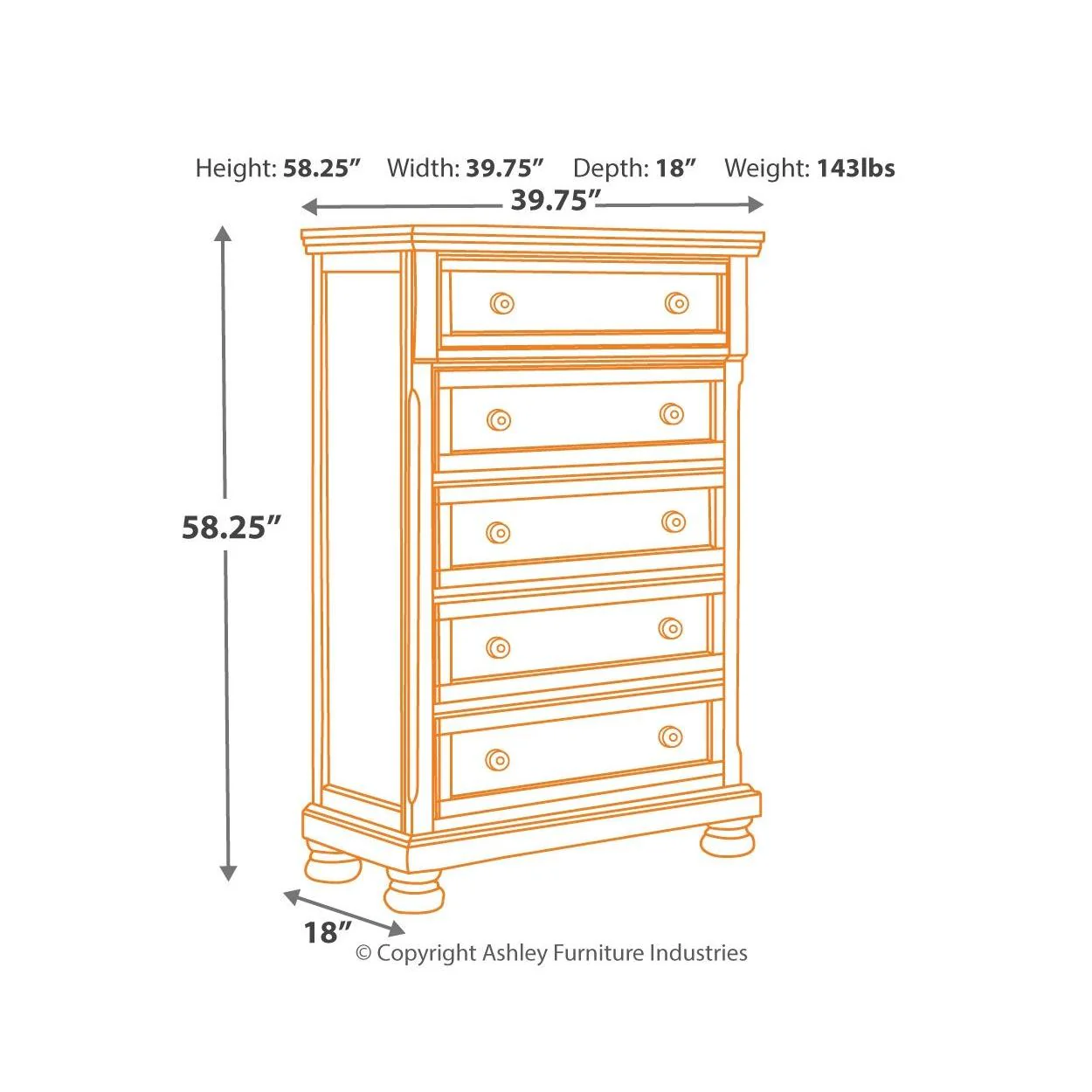 Ashley Porter Chest in Rustic Brown - Image 4