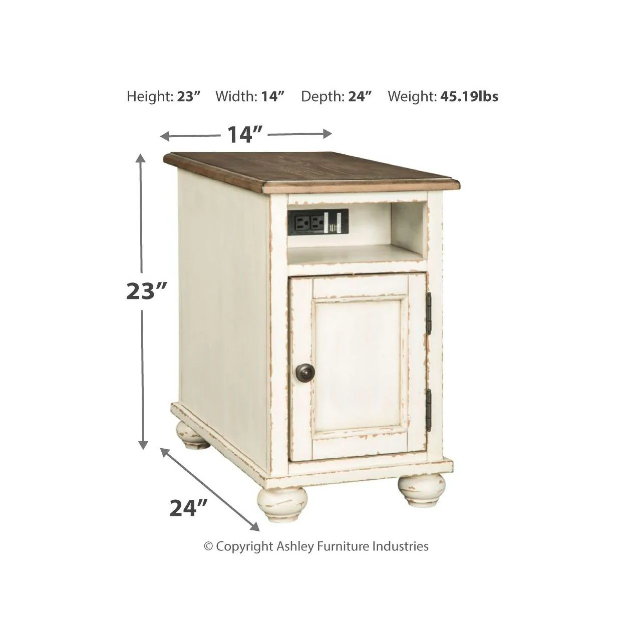 Ashley Realyn Chair Side End Table w/2 AC outlets & USB Charging Ports - Image 35