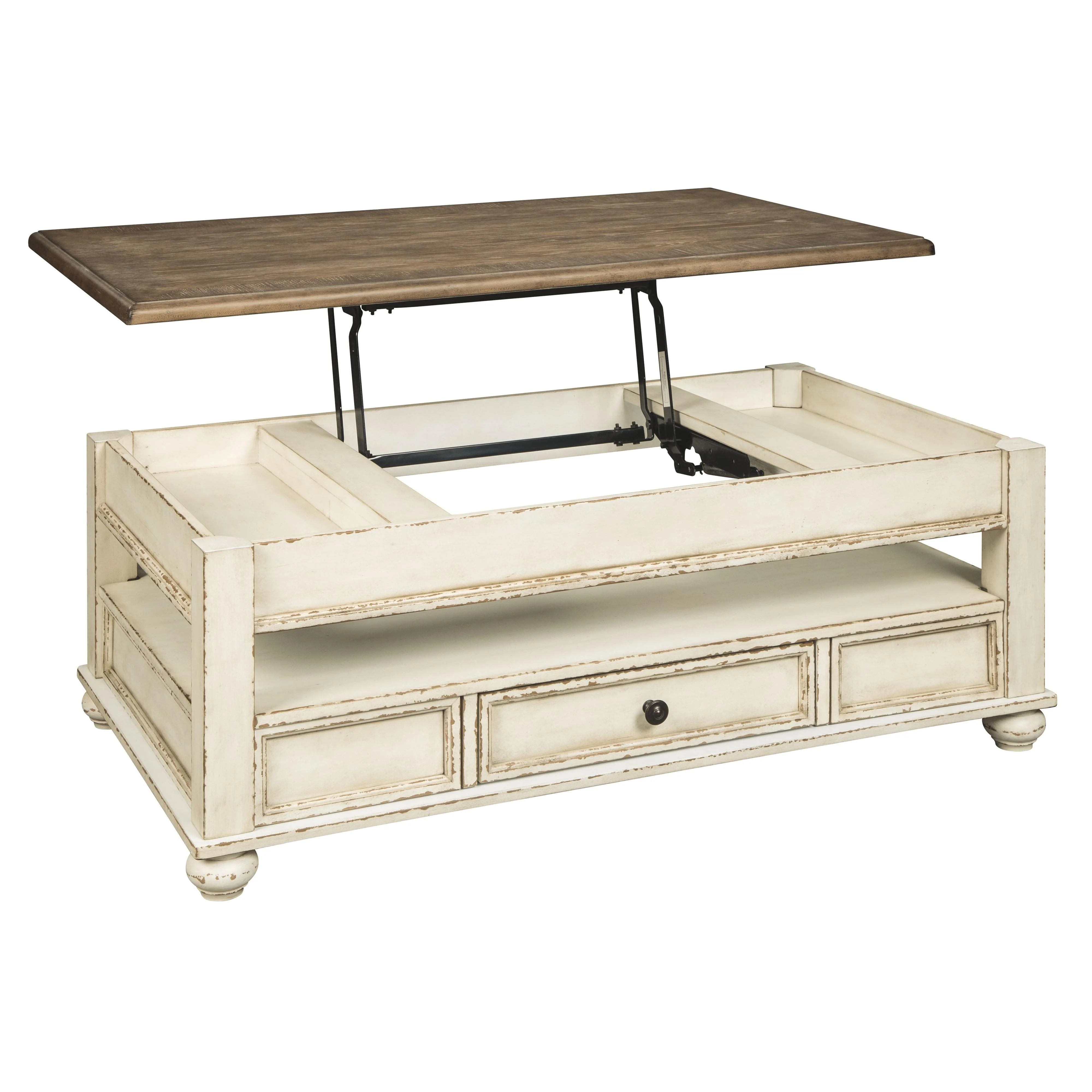 Ashley Realyn Lift Top Cocktail Table in White/Brown - Image 43