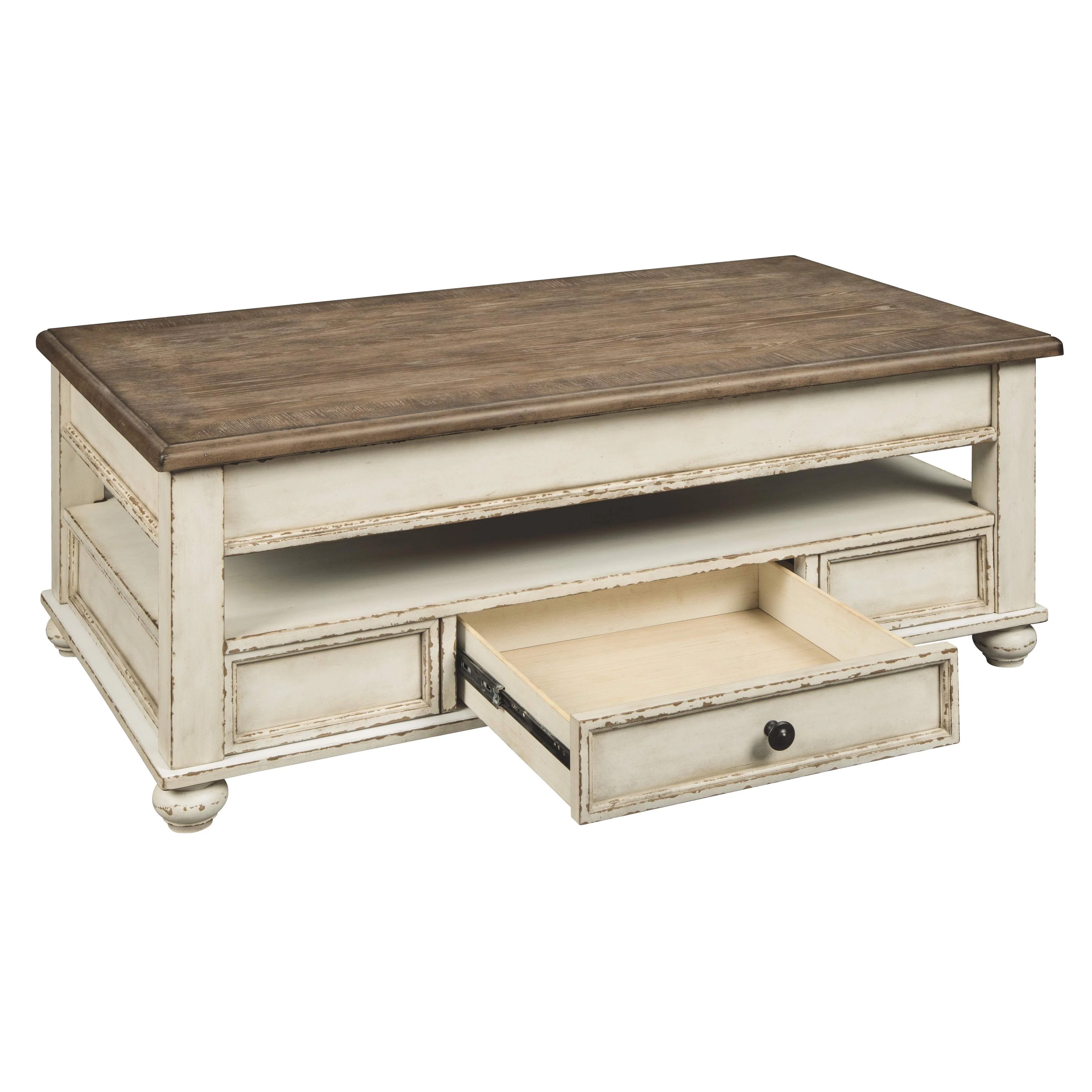 Ashley Realyn Lift Top Cocktail Table in White/Brown - Image 45