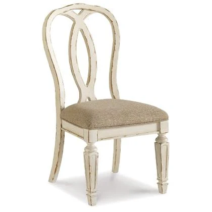 Ashley Realyn Oval Dining Room Extendable Table & 6 Decorative Dining Upholstered Side Chairs - Image 4