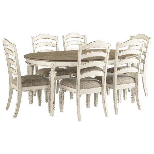 Ashley Realyn Oval Dining Table & 6 Upholstered Ladder Back Chairs - Image 3