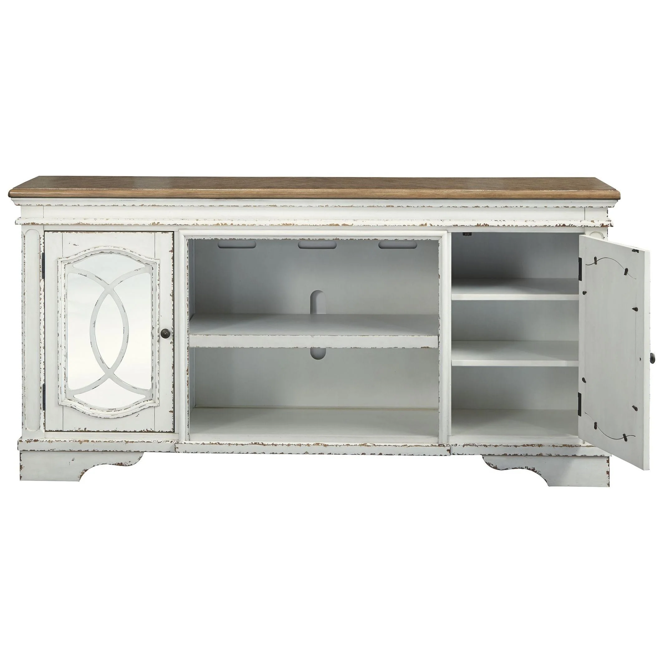 Ashley Realyn  XL TV Stand w/Fireplace Option in White/Brown - Image 5