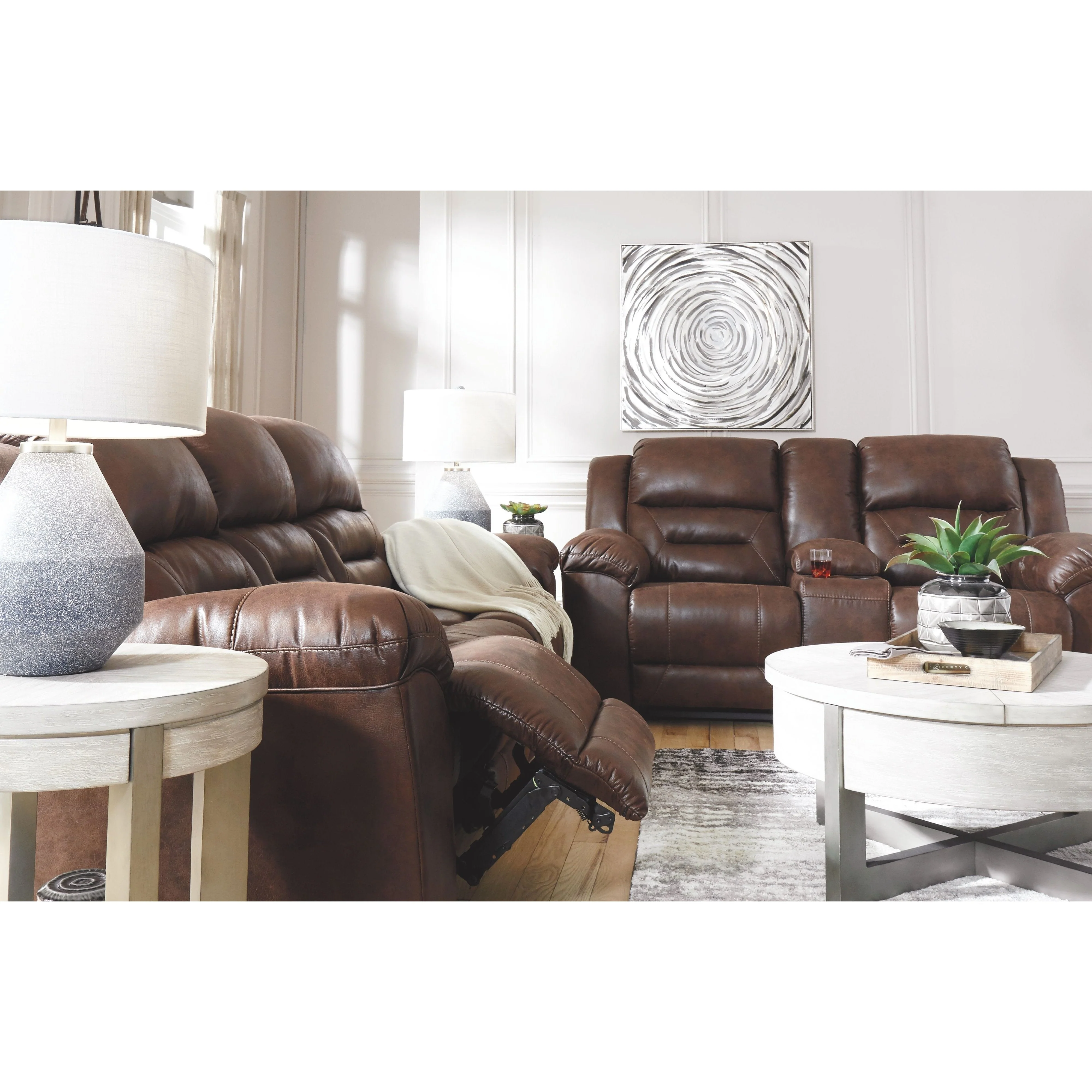 Ashley Stoneland Double Reclining Loveseat w/Console in Chocolate - Image 3